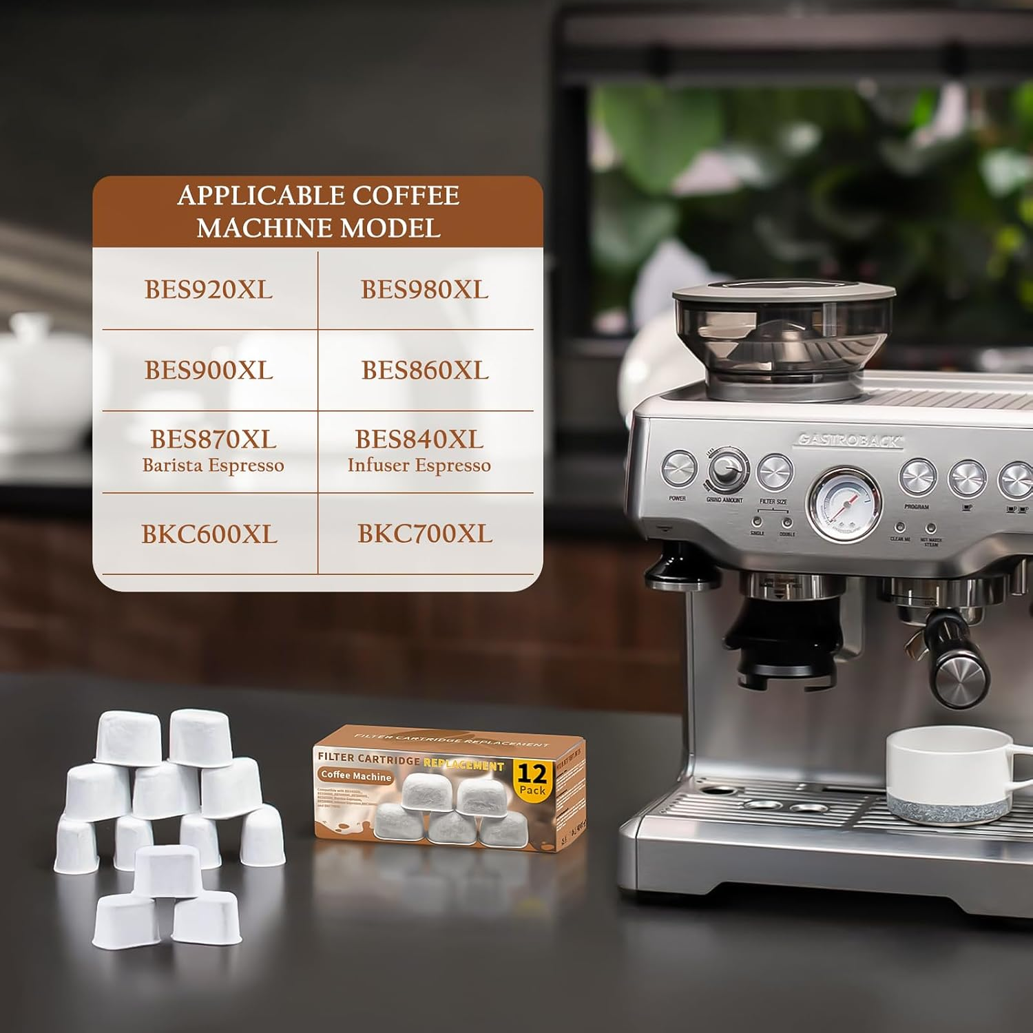 Water Filters Compatible with Breville - 12PCS Water Filter Ion-Exchange Resin Replacement for Coffee Machine for BWF100 BES810 BES840 BES860 BES870 BES878 BES900 BES920 BEP920 image number 1