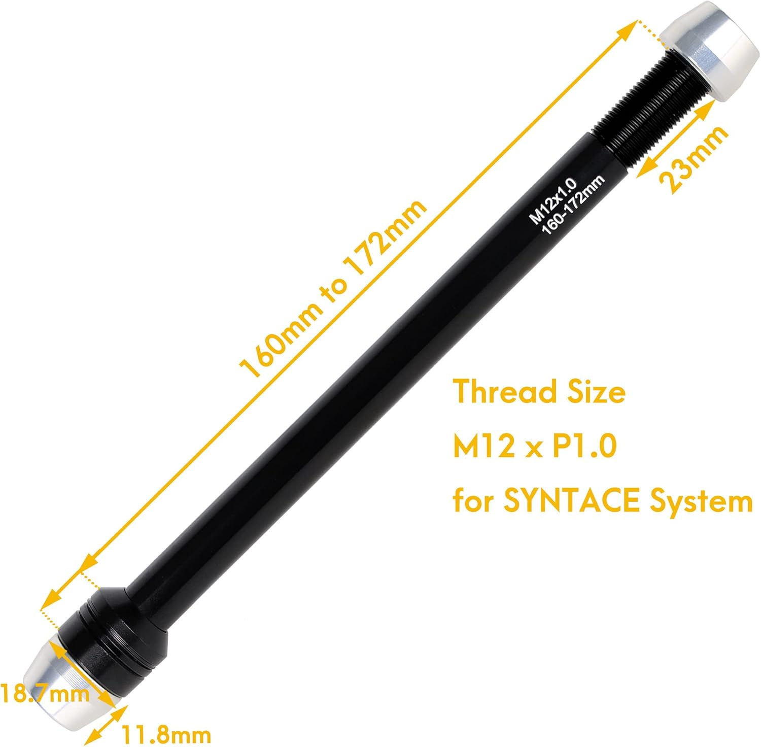 Cyclingdeal Trainer Thru Axle - Bike Bicycle 12Mm Rear Wheel Skewer for Indoor - Length 160Mm to 172Mm - Thread Pitch: M12 X P1.0 - Spacers 2.5Mm/6Mm/Tapered 7.5Mm Included image number 6