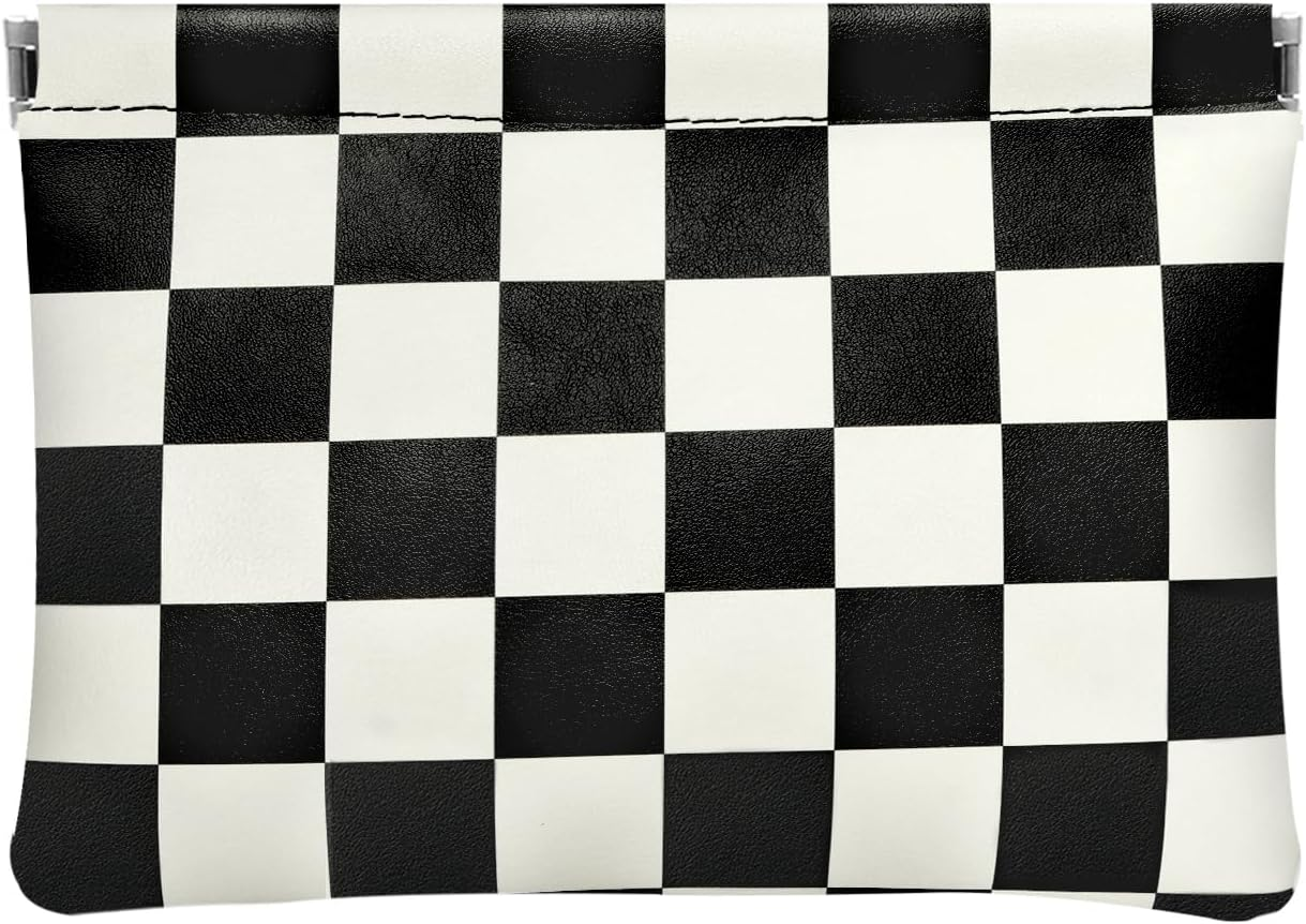 Ksriylm Rose Pink Checkered PU Leather Makeup Pouch Set for Women Cute Check Pattern Small Make up Bag for Purse Waterproof Initial Plaid Makeup Cosmetic Bags Pouches for Purse Travel Toiletry Bag