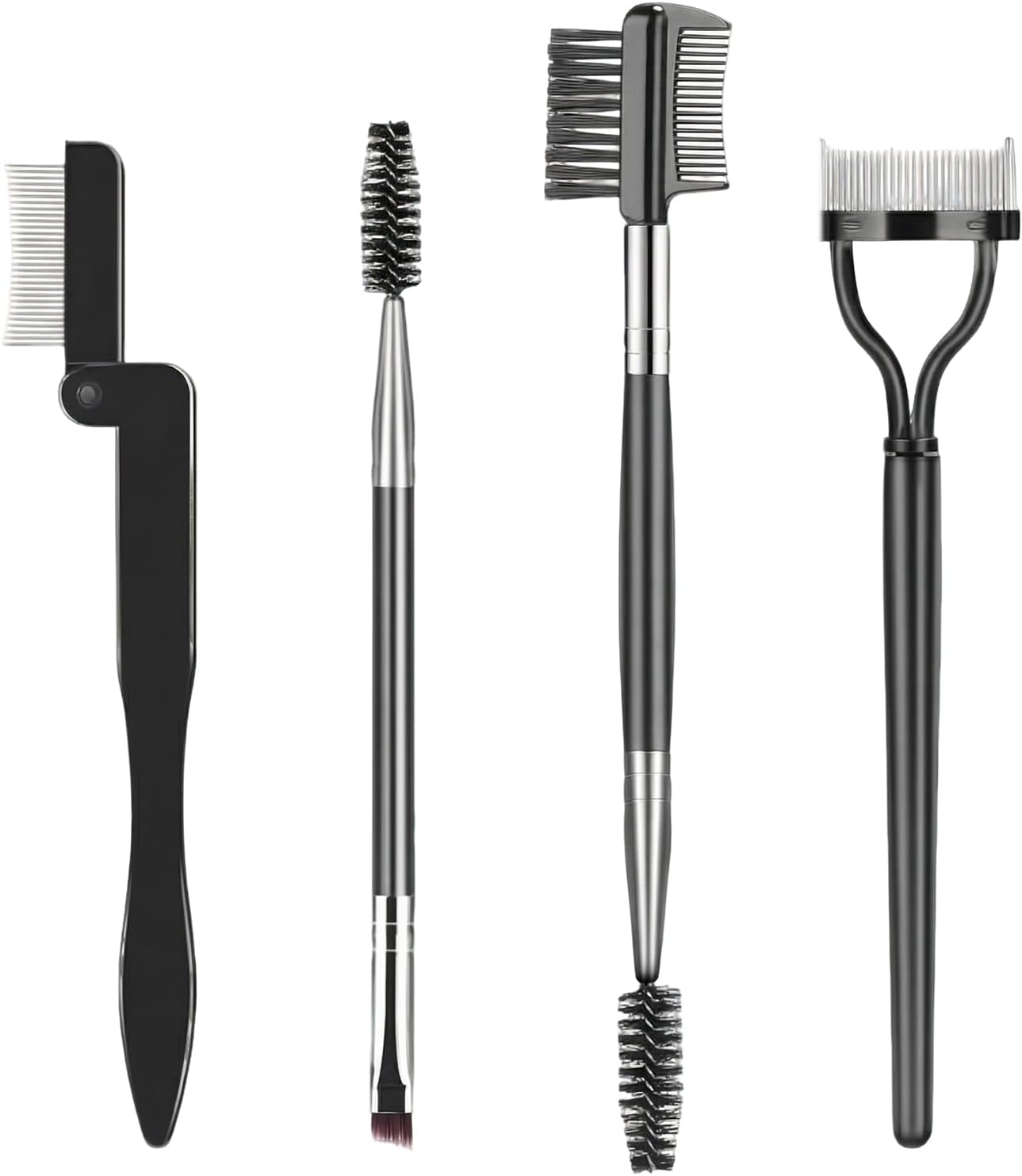 JANGJANG Eyelash Comb Lash Separator Tool, Professional Lash Comb and Brow Brush Set, Stainless Steel Fine Teeth for Eyelash and Eyebrow Care, Lash Spoolie for Daily Makeup Use, 4 Piece Set image number 2