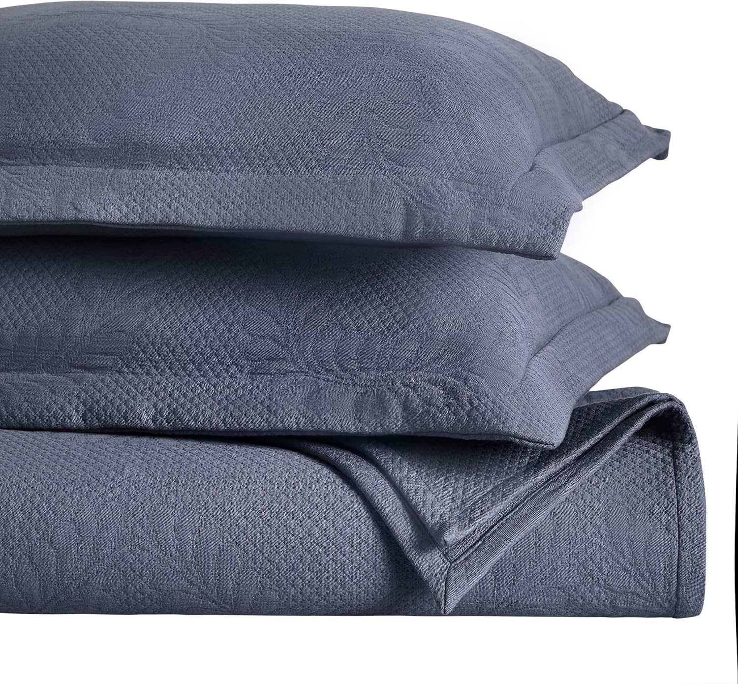 Superior Cotton Fleur De Lis Bedspread Set, Warm Blankets, All-Season Bedding, Bedroom Decor, Decorative Boho Medallion Coverlet, Includes 1 Bedspread, 1 Pillow Sham, Twin, Navy Blue