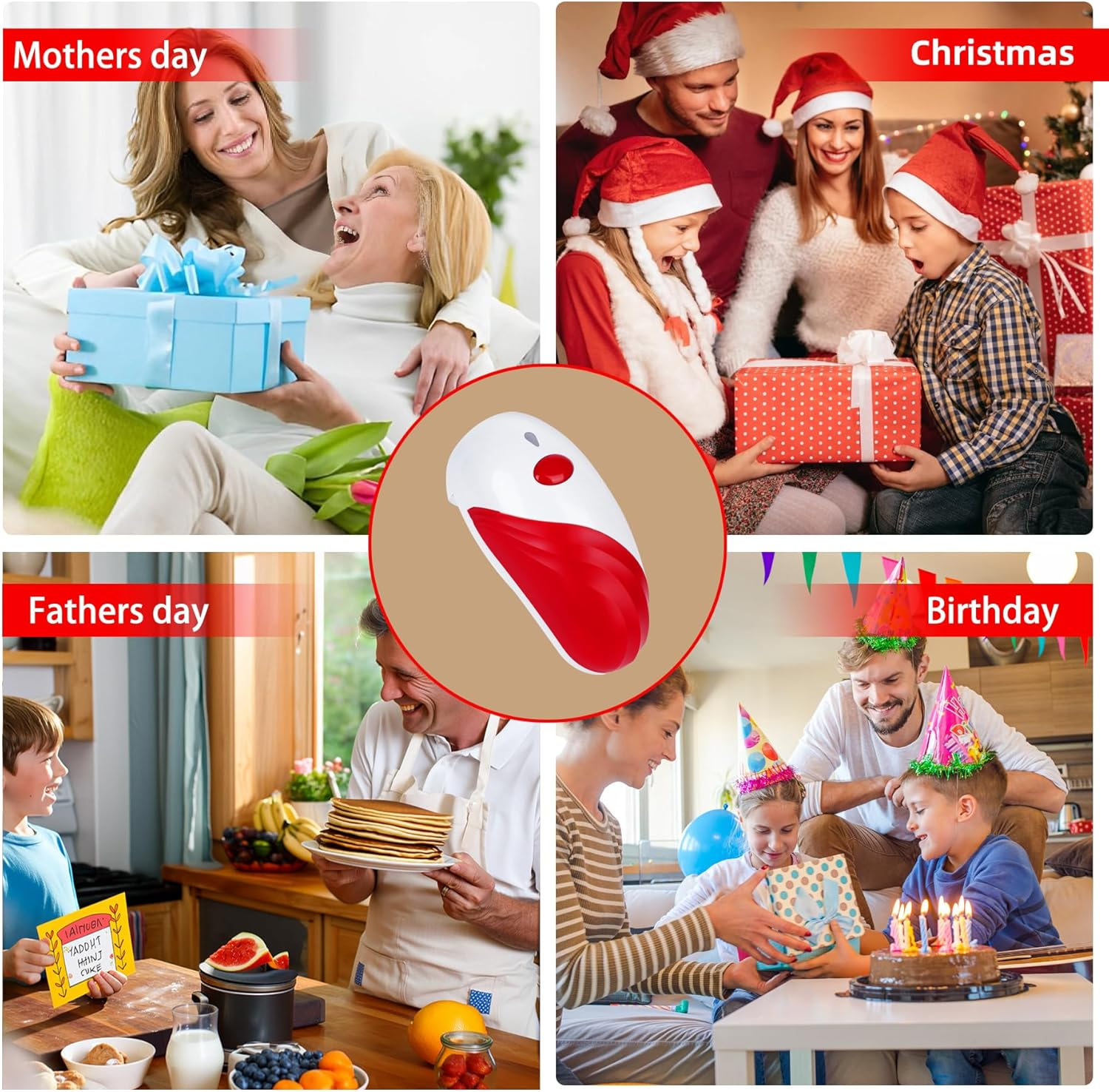 Electric Can Opener Kitchen Gadgets: One-Touch Automatic Can Opener Smooth Edge for Seniors - Safe Magnetic Catches Cover Hands Free Kitchen Appliances Opens Almost Any Can Red image number 5