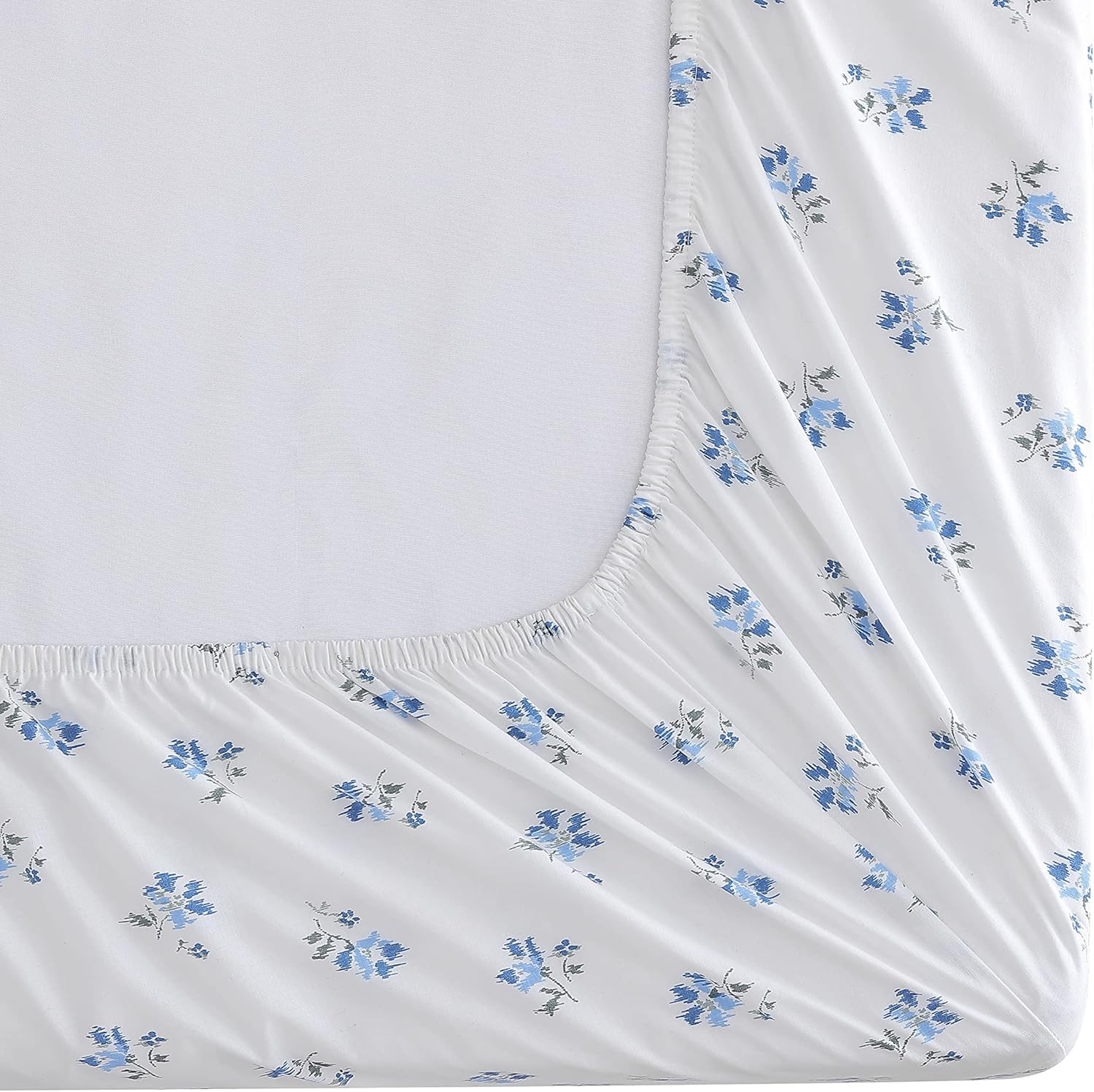 Stone Cottage - Queen Sheets, Cotton Percale Bedding Set, Crisp & Cool Home Decor (Blue Sketchy Ditsy, Queen) image number 6