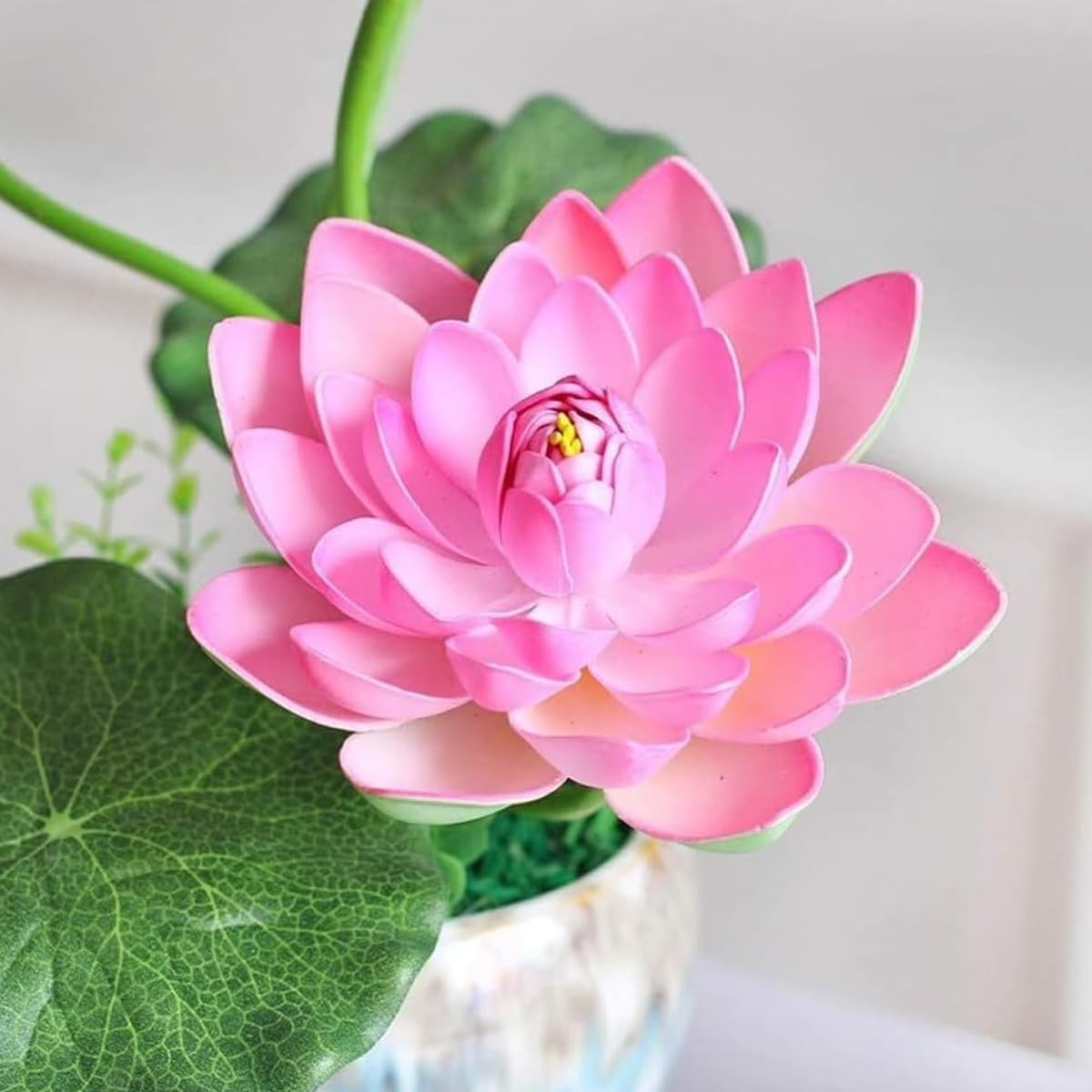 AIMALL Artificial Lotus EVA Material Lifelike Water Lily for Home Decoration, 12.6 Inch Pink or White Available image number 1