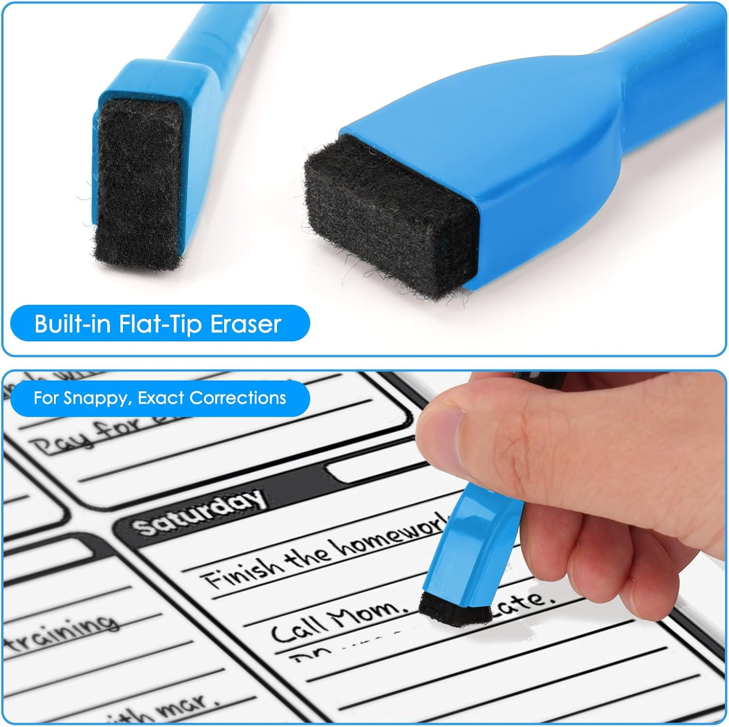 Maxtek Whiteboard Pens Magentic, Fine Tip Dry Wipe Pens, Assorted Colours, White Board Markers Erasable with Eraser, Low Odour Thin Whiteboard Pens image number 4