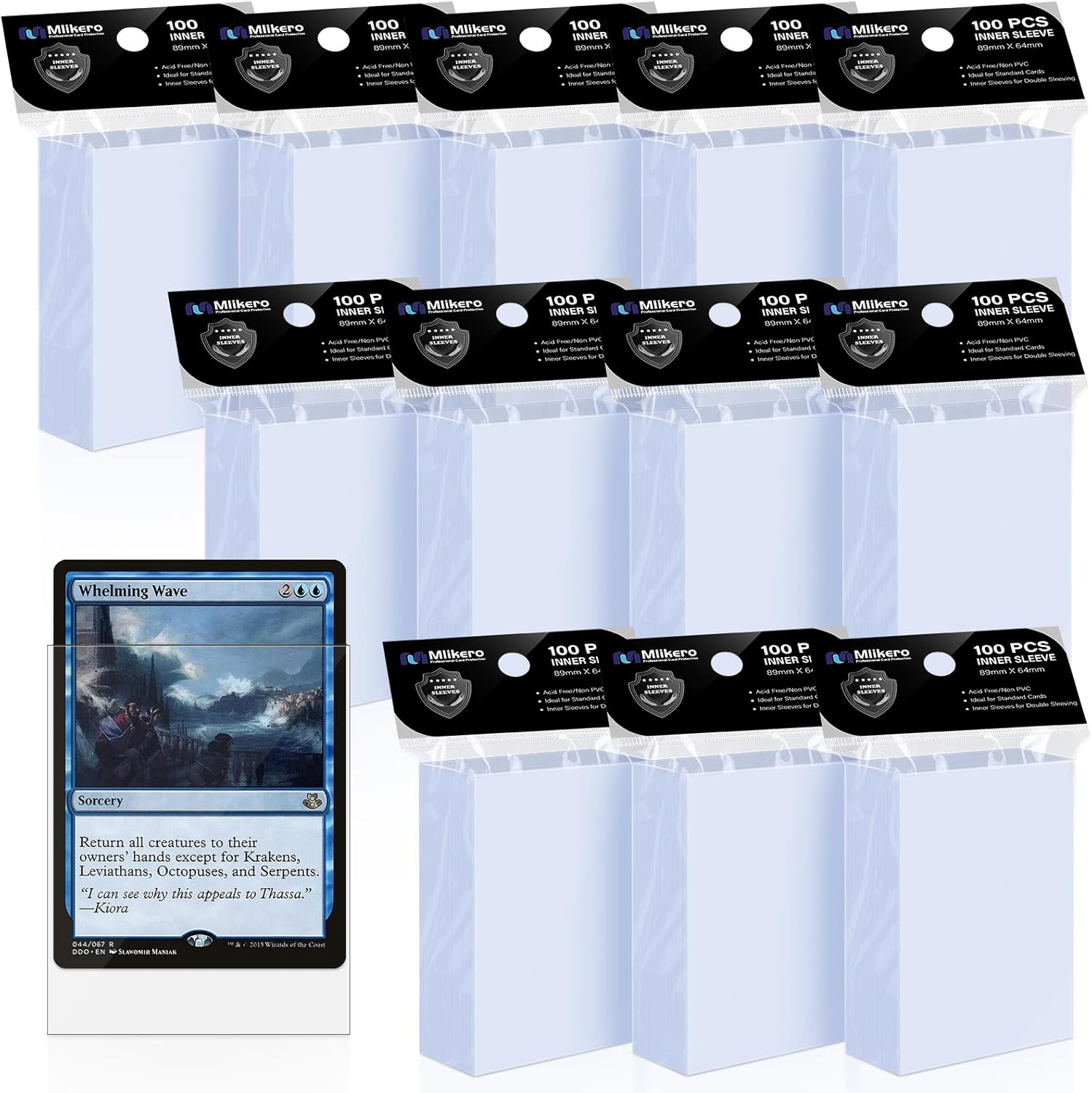 Mlikero 400 Pack Card Sleeves, 200 Matte Black Trading Card Sleeve and 200 Inner Sleeves Ideal for Double-Sleeving, Perfect Fit Sleeves Compatible with MTG, TCG, Baseball, Football Cards.