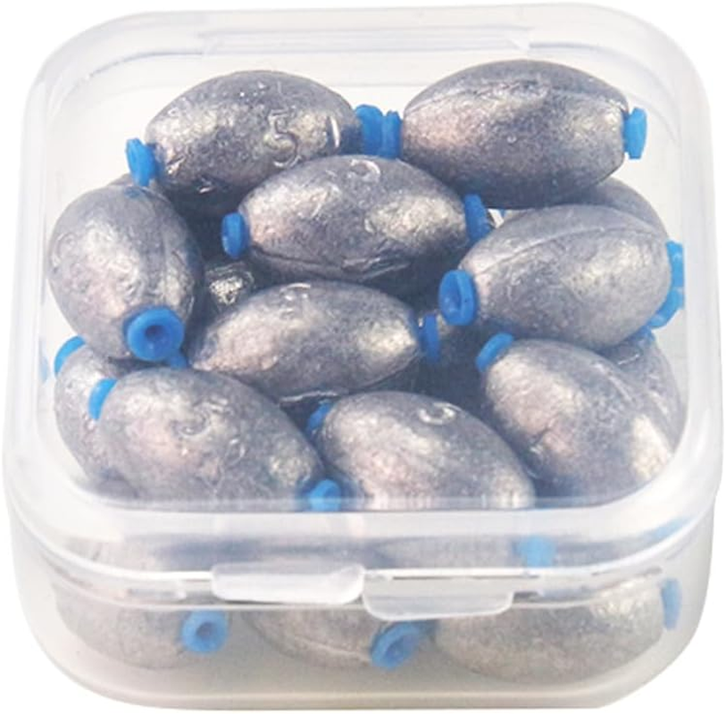 EKIND Egg Sinkers Weights Fishing Olive Shape Inner Core Assortment Lead Oval Shape Bass Casting Gear Kit for Saltwater Freshwater Fishing