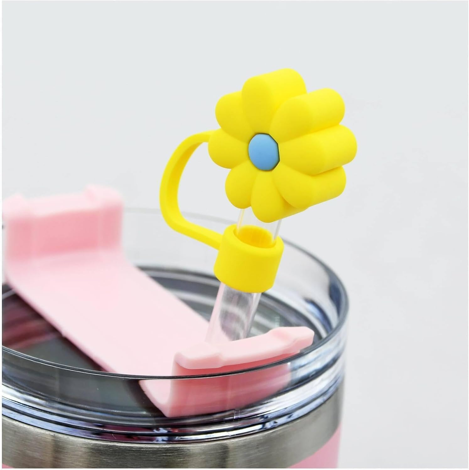 6Pcs Cute Flower Silicone Straw Toppers Accessories Compatible for Stanley Tumbler,Straw Cover Cap for Stanley Cup,Dust-Proof Reusable Straw Tips Lids for Home and Party Decor image number 5