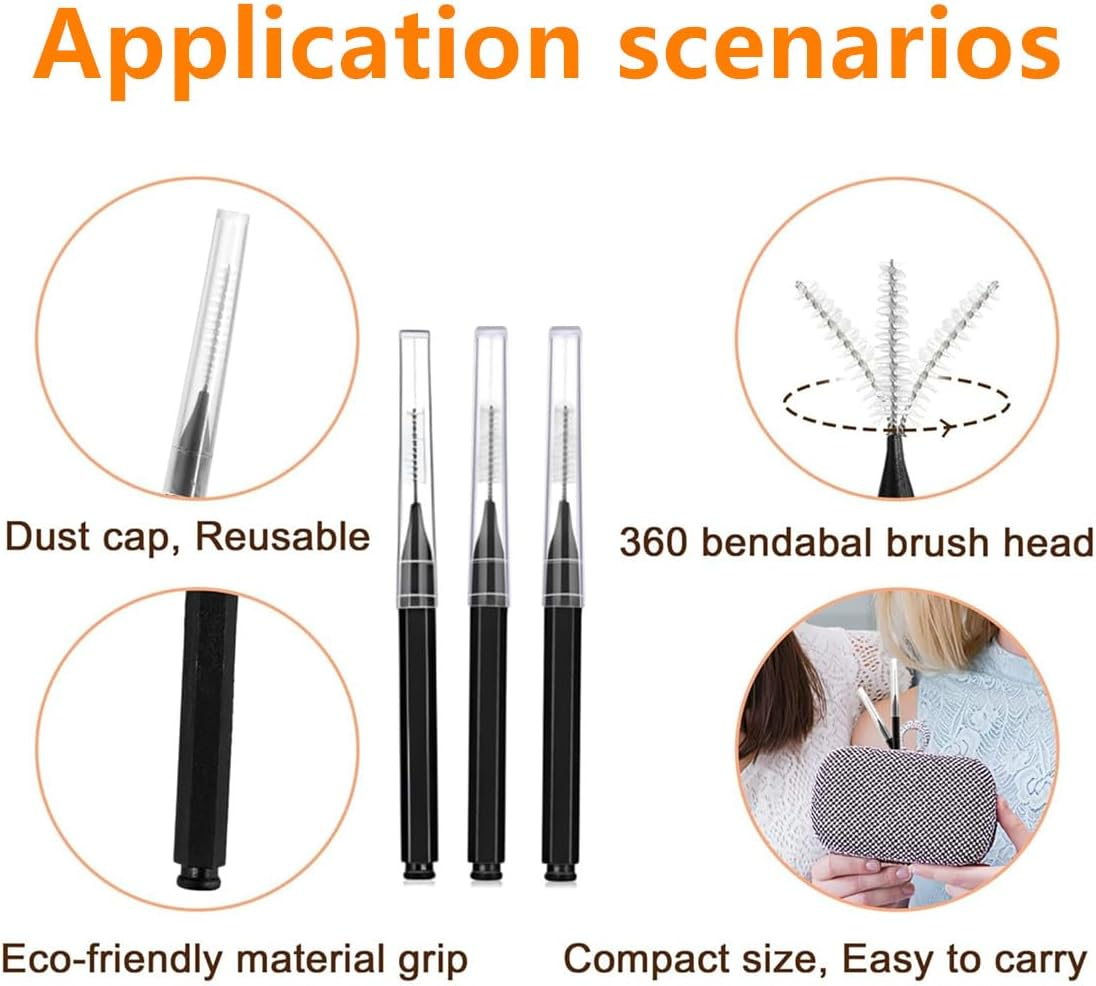 100 Pcs Micro Eyebrow Brush with Cap,Brow Lamination Brush Eyelash Brow Brush Removing Lash Filler, Eyebrow Spoolie Lash Comb Lift Tools for Eyebrows and Eyelashes Extensions Brow Lamination(Black) image number 5