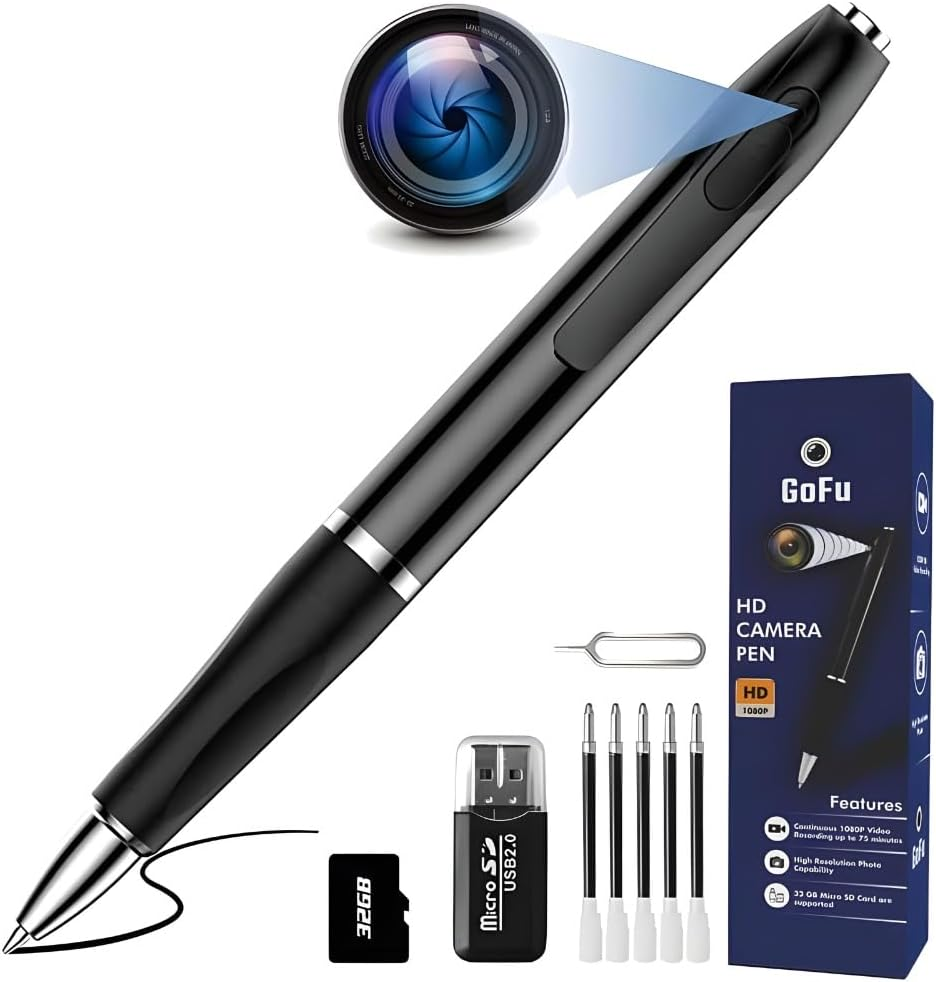 Gofu Hidden Spy Camera Pen, HD 1080P Mini Portable Black Secret Camera with 32GB Micro SD Card, Pocket Cam Recorder for Video & Photo & Audio Recording up to 75 Minutes image number 5