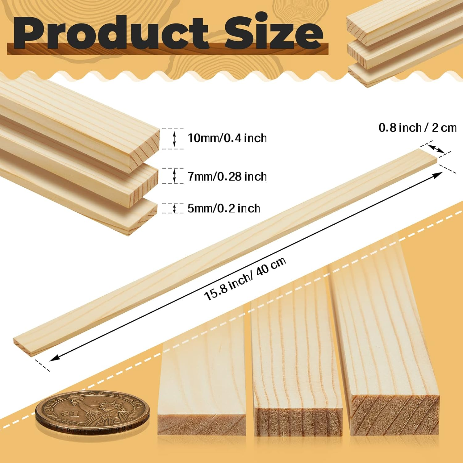 7 Pcs Pottery Teaching Rolling Mud Stick Guide and Wood Rolling Pin Set Include 6 Pcs 15. 8 X 0. 8 Inches Mudboard Guide and Clay Roller Tools for Manual Self Made Clay Gift Decoration image number 1