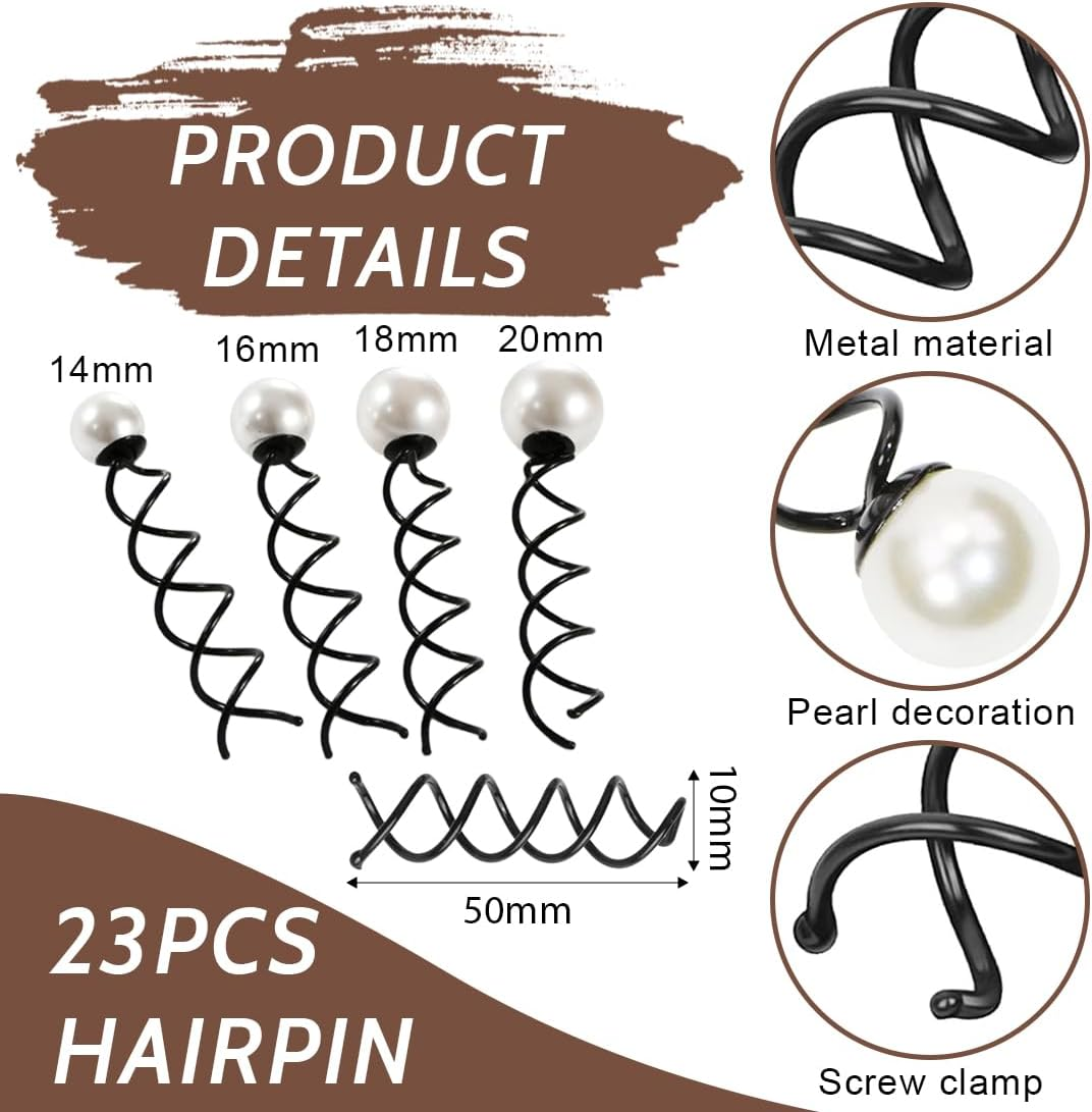 Pack of 23 Spiral Hair Clips, Spiral Hair Pins, Hair Accessories, Rotating DIY Hair Pins, Hair Clips for Hair Styling, Suitable for Various Hairstyles image number 5