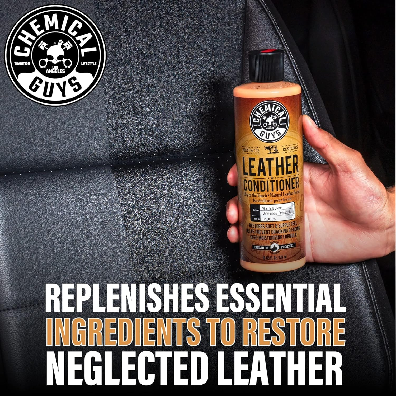 Chemical Guys SPI_109_16 Leather Cleaner and Leather Conditioner Kit for Use on Leather Apparel, Furniture, Car Interiors, Shoes, Boots, Bags & More (2-473 Ml Bottles) image number 5