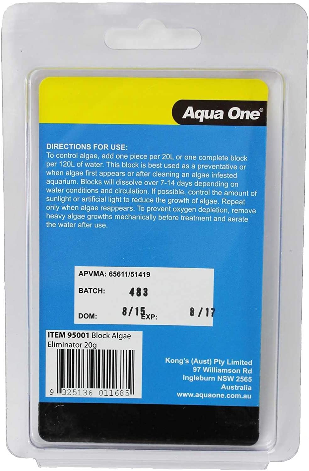 Aquarium Algae Eliminator Block 20G 95001 Fish Tank Aqua One image number 1