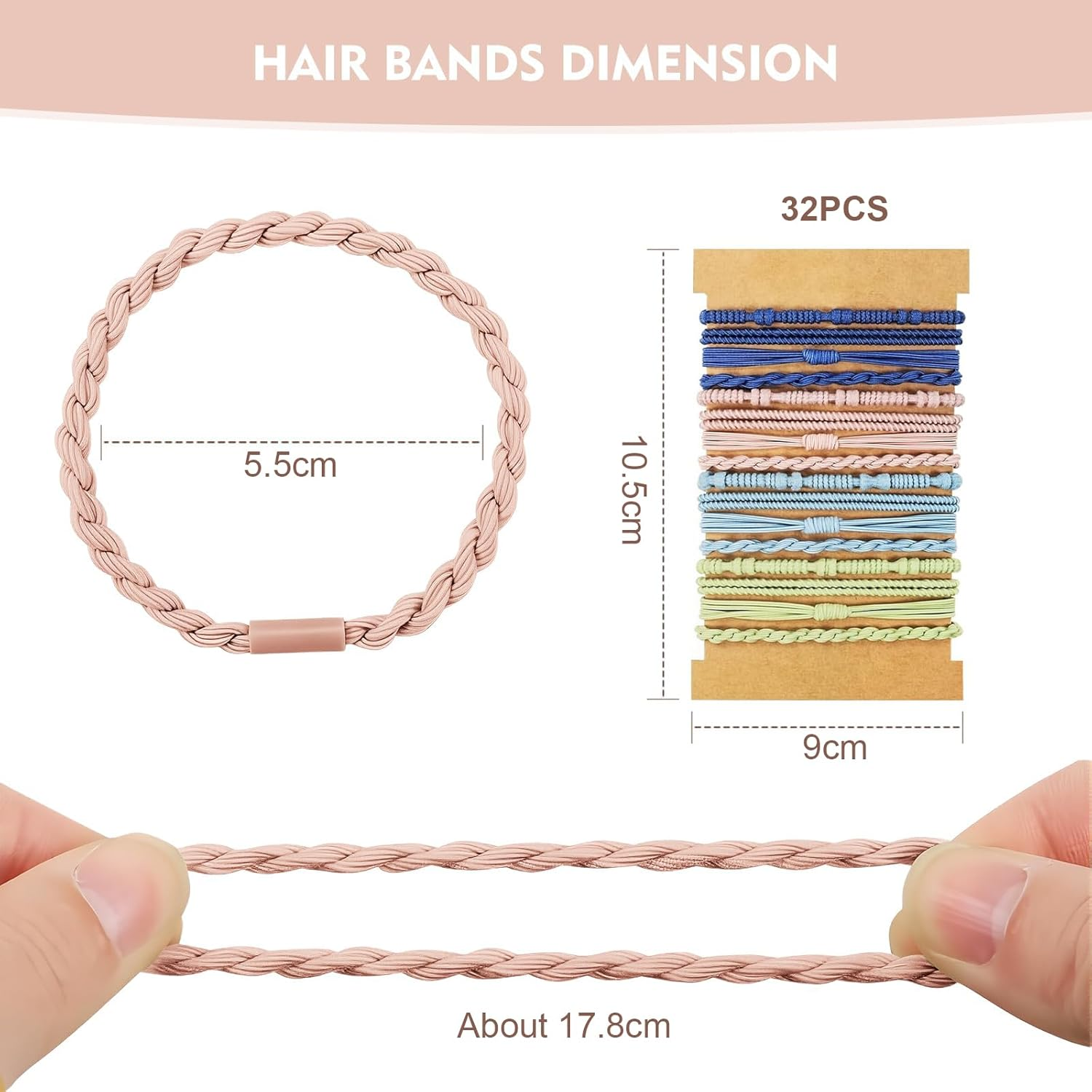 Evadollina Hair Ties Ladies, 32 Pieces Hair Accessories, Hair Ties, Bohemian Colourful Headbands, Scrunchies, Hair Tie Bracelet, Hair Accessories Ladies, Christmas