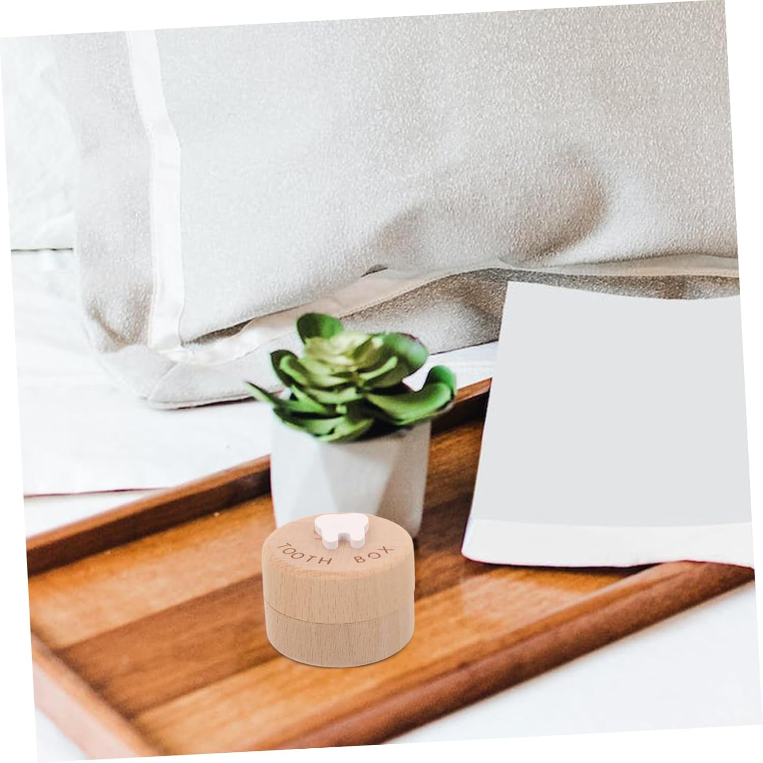 GLEAVI Wooden Baby Tooth Collection Box First Tooth Holder Fetal Hair Storage Portable Boys and Girls for Boys and Girls Keepsake Organizer image number 4