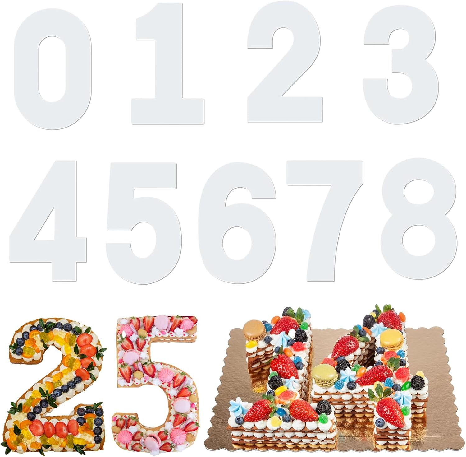 9 Piece Number Moulds for Baking, Large Baking Moulds for Numbers 0-8, Cake Moulds Set, Number Baking Cake Moulds for Wedding, Birthday, Anniversary, Number Baking Moulds for Cake Decoration image number 5