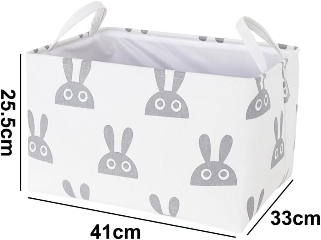 Darmine 3 Pack Multifunctional Linen Cube Storage Box Wardrobe Clothes Organisation Foldable Storage Baskets and Bins for Clothing Sheet Toy Book (Rabbit, 41X33X25.5Cm)