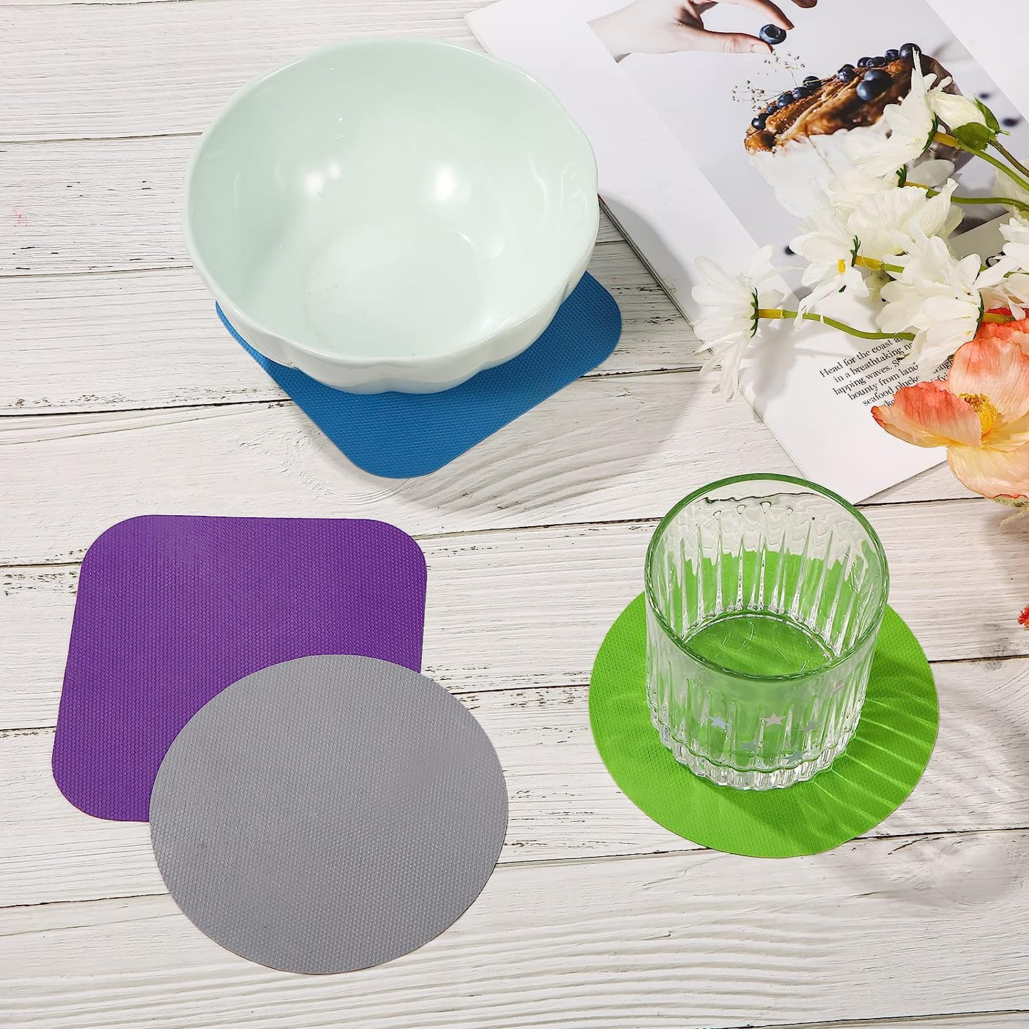 4Pcs Jar Opener Gripper Pads, Multifunctional Rubber Jar Gripper Pad Jar Opener Grippers for Elderly Suffering from Arthritis Weak Hands (Blue, Green, Grey, Purple) image number 5