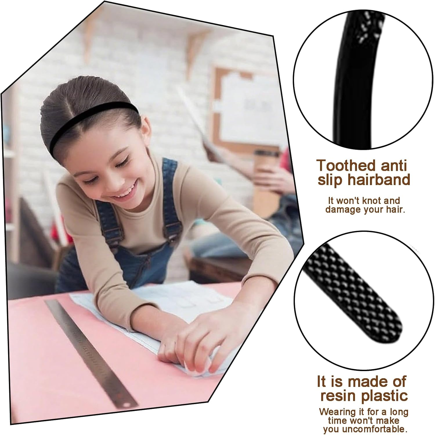 Rylaxzon Headbands for Women, Multi-Color Headband with Teeth Comb, Skinny Hair Band Head Bands for Women & Girls (6 PCS, 8Mm Wide) image number 2