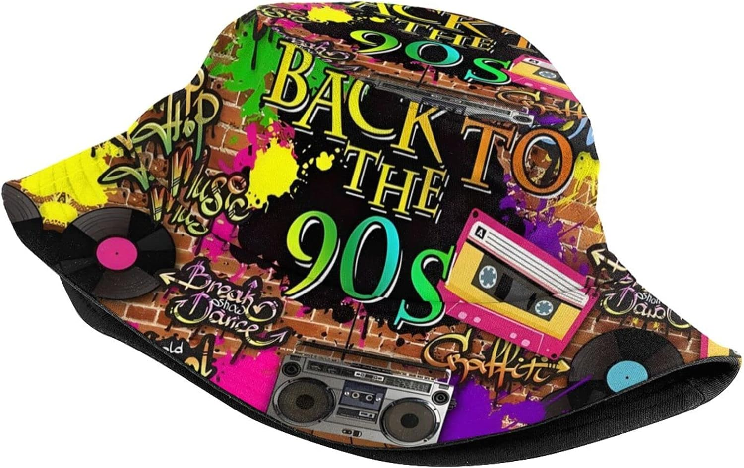 LVGOOKI Funny Retro 80S 90'S Style Design Summer Unisex Reversible Print Bucket Hat - 80S_ 90S 12 image number 6