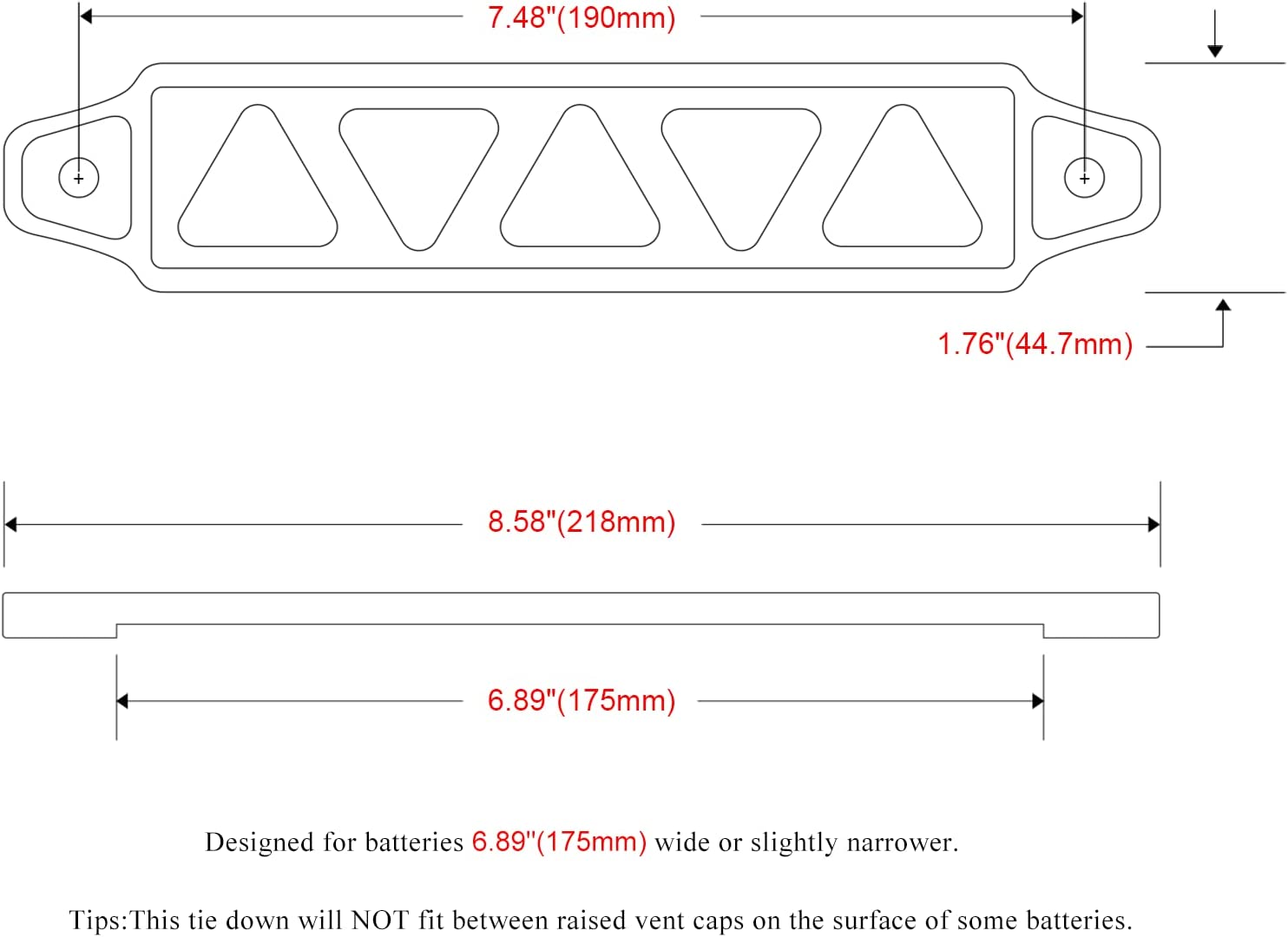 Battery Hold down Sets,With Billet Aluminum Battery Tie down Bracket and 18-8(304) Stainless Steel J Bolts image number 1