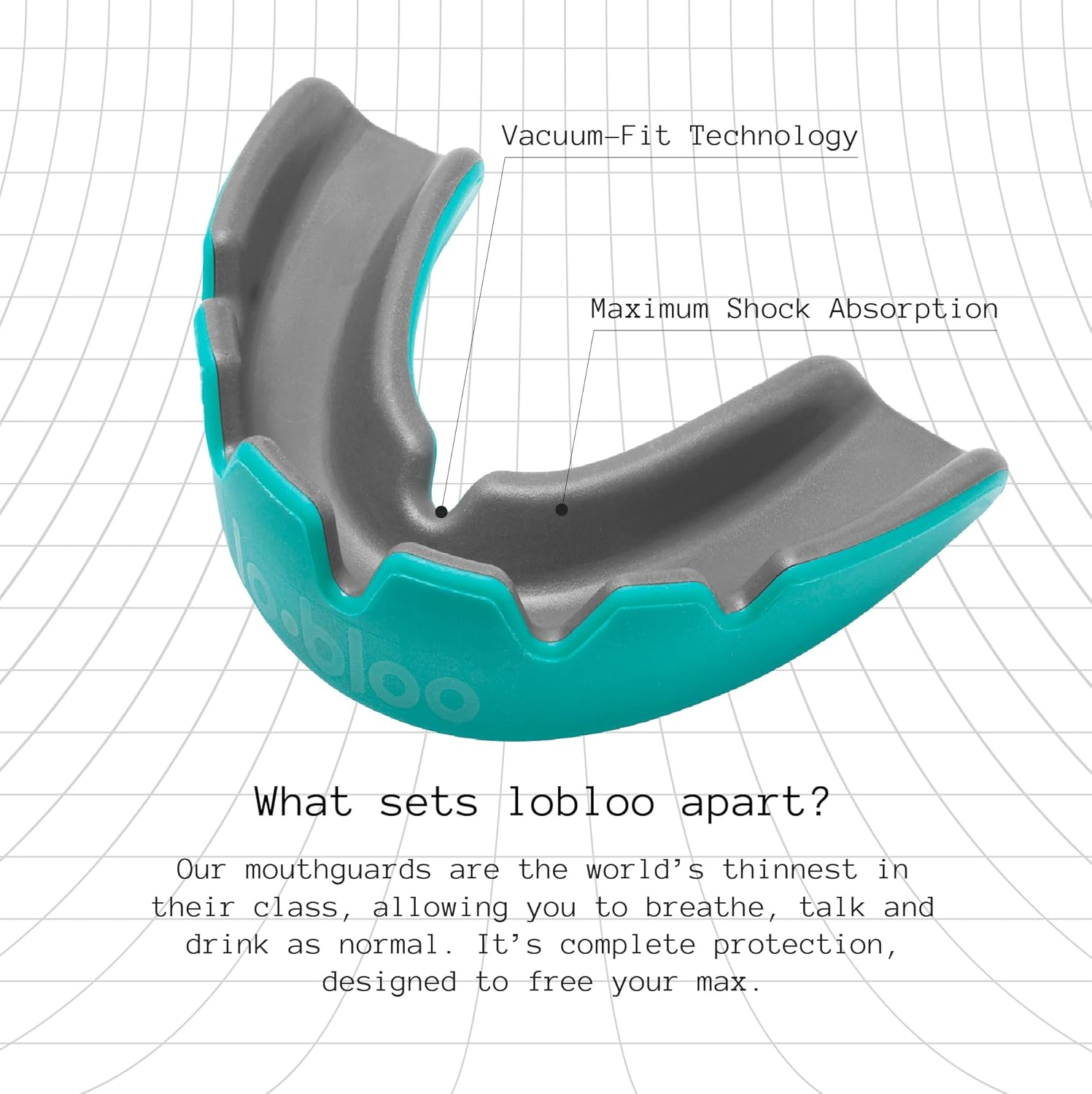 Lobloo Slick Professional Dual Density Mouthguard for High Contact Sports as MMA, Hockey, Football, Rugby. Large +14Yrs, Black - Mint image number 2
