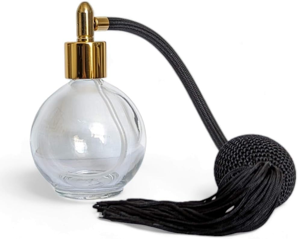 Black Tassel 78Ml Classic round Perfume Bottle Atomizer, Filling Funnel & Gift Box Included (GF)