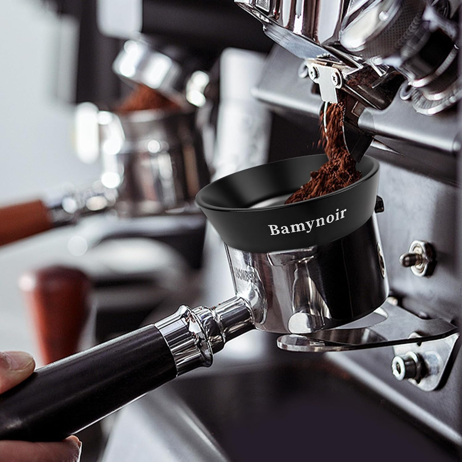 54Mm Magnetic Dosing Funnel Compatible with 54Mm Protafilter,Espresso Coffee Dosing Ring - 20Mm Anodized with 8 Neodymium(Black) image number 2