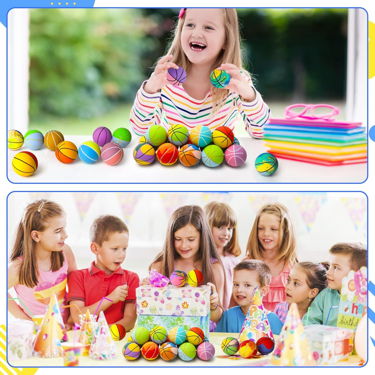 ZCOINS 16 Pcs Rubber Bouncy Balls Handballs Bulk for Kids, 6CM Mini Basketball Bouncy Hand Balls for Kids Party Favors, Party Bag Fillers, Outdoor Playground Game Activities, Children Gifts image number 5