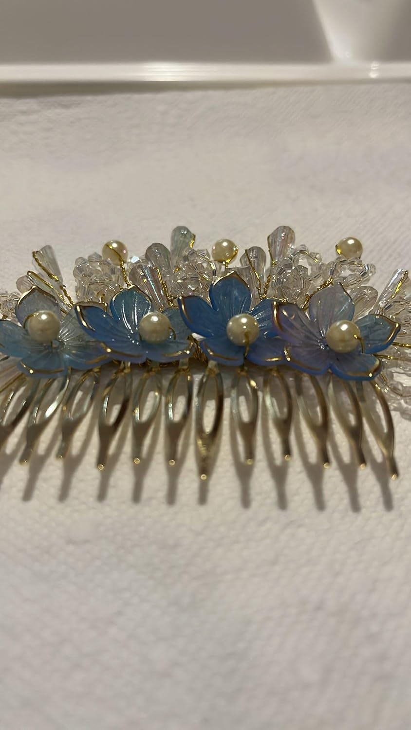 NTY Collections Wedding Hair Accessories - Handmade Bridal Hair Clip, Comb, Pins for Bride and Women- Blue Pack of 1 image number 3