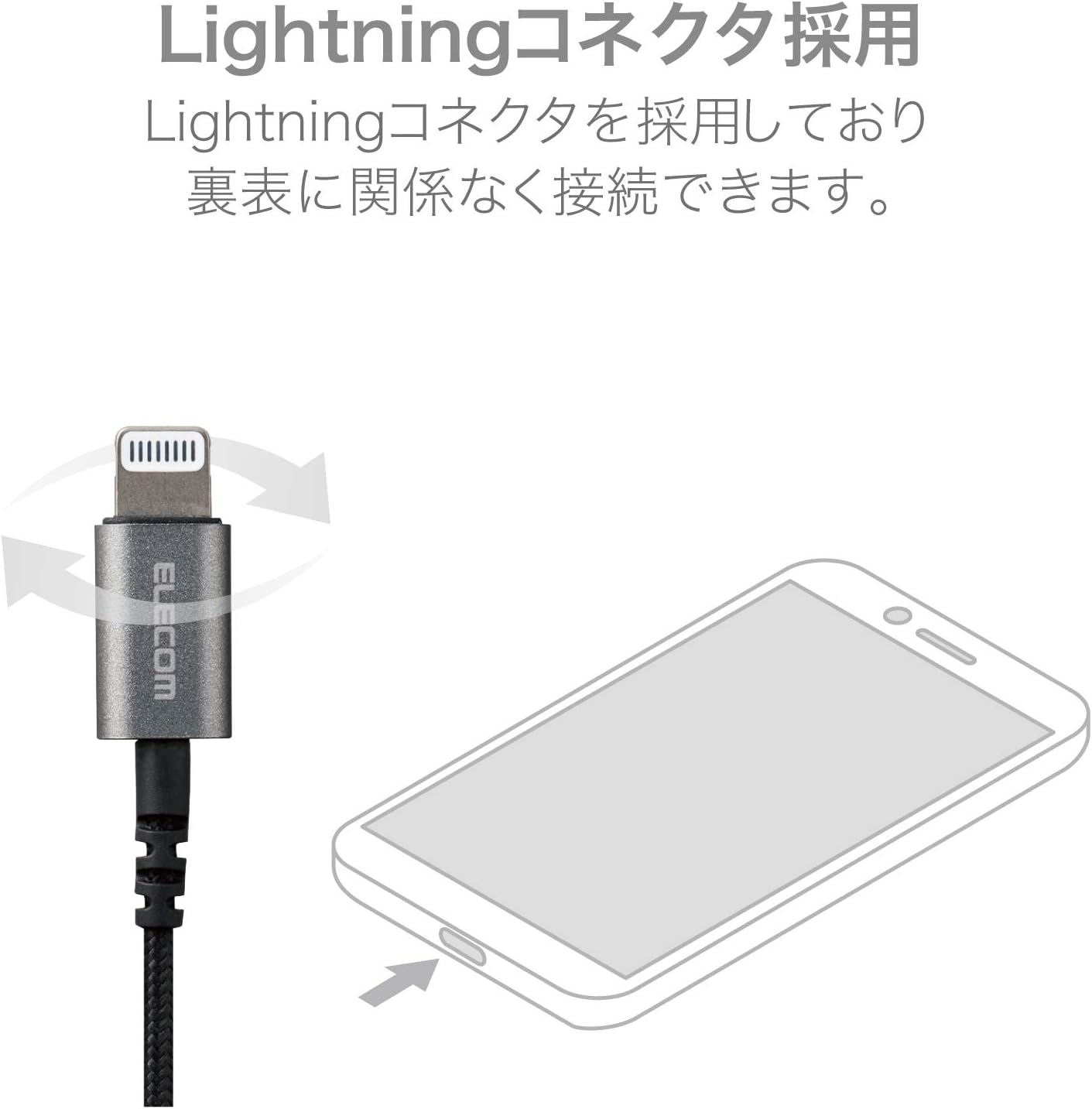 Elecom EHP-LFS12CMBK Stereo Earphones, In-Ear Type, Lightning Lightning with Microphone, Fast Music, Diameter 0.4 Inches (10.0 Mm), Heavy Duty Cable, Black, 3.9 Ft (1.2 M) - Black image number 2