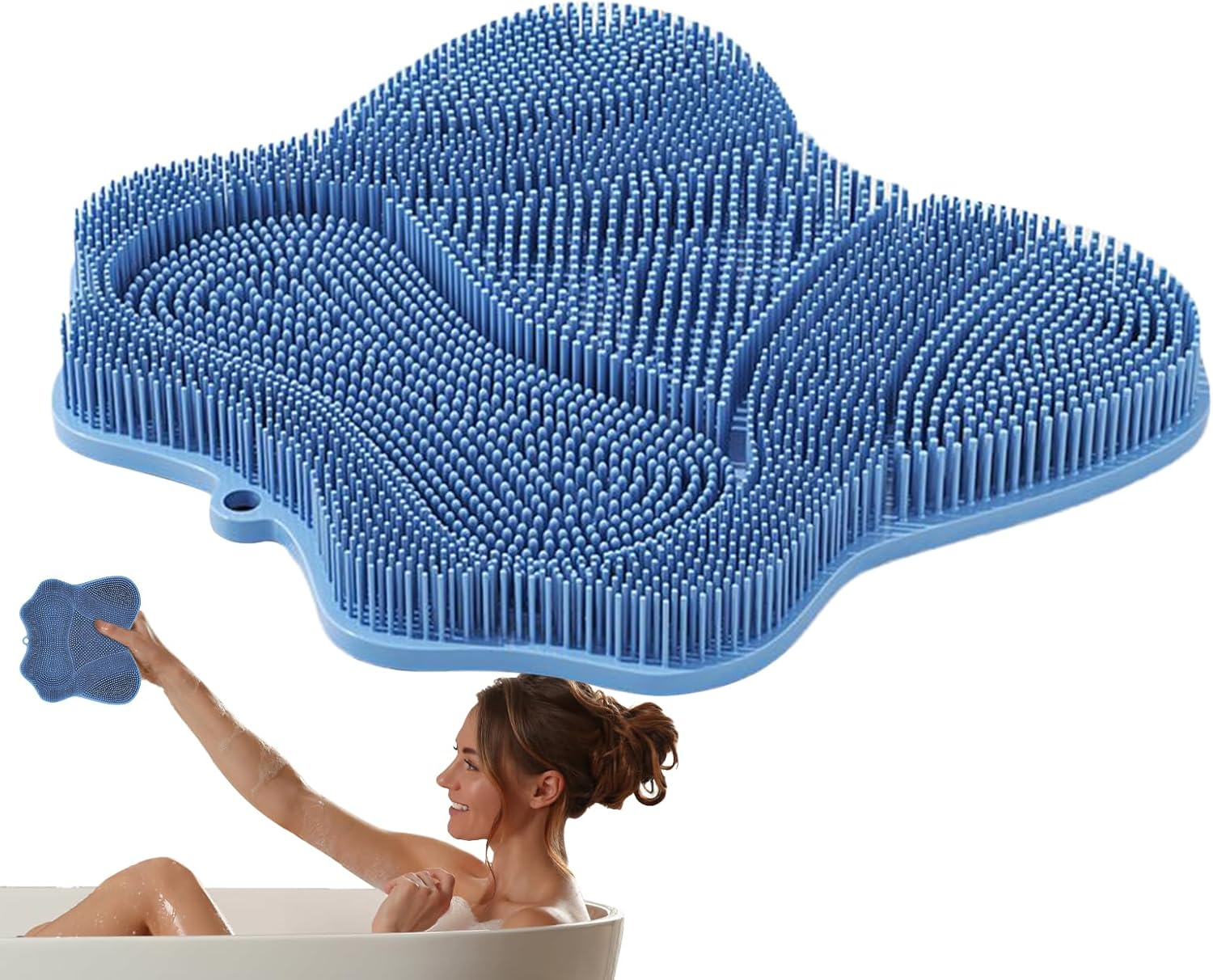 Foot Cleaner for Shower - Silicone Foot Scrub Mat with Non-Slip Suction Cups - Health & Household Pad for Post-Workout Pedicure Prep Home Spa Family Travel Bathtub image number 5