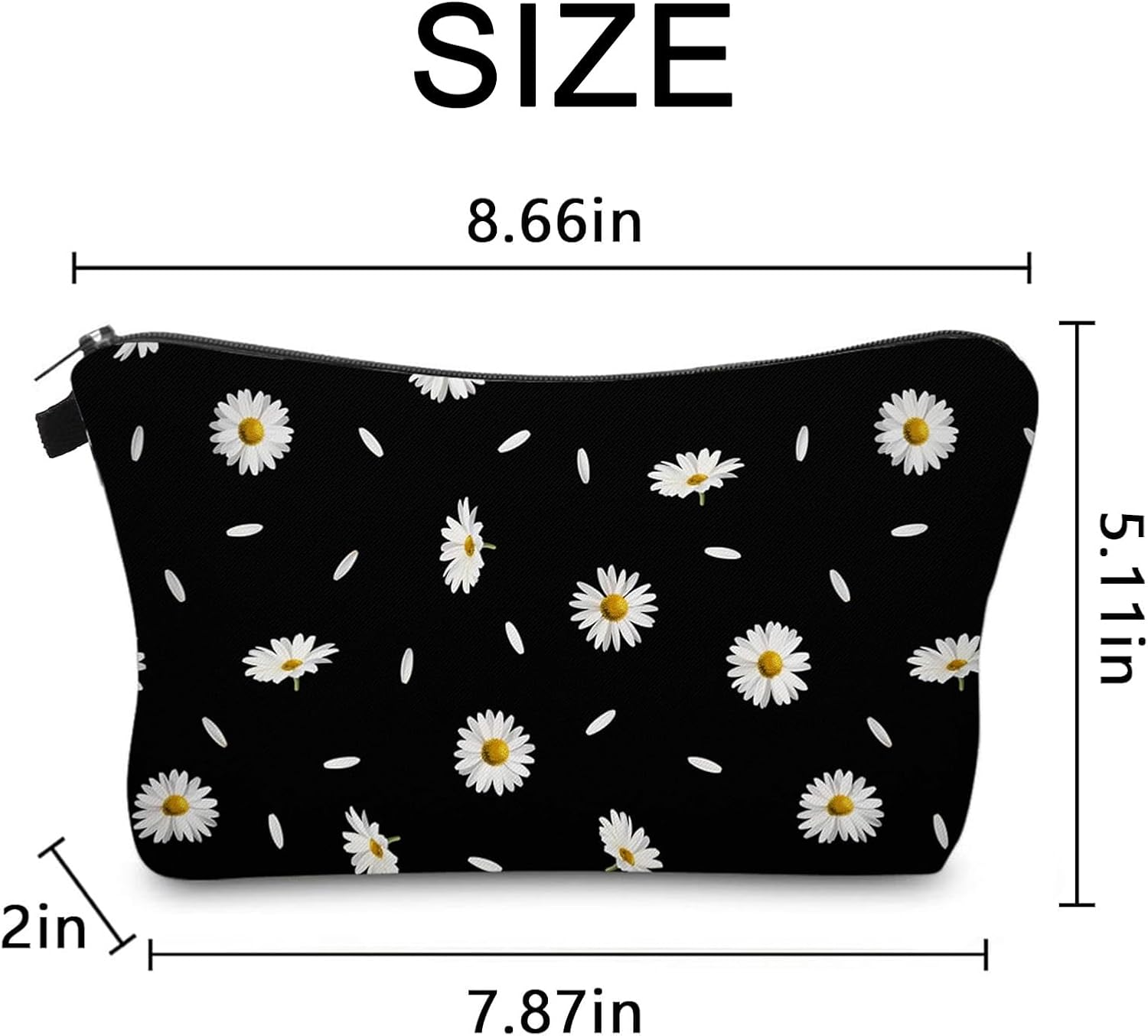 Travel Cosmetic Bag, Mini Travel Toiletry Bag Organizer for Purse Portable Zipper Make up Pouch Small Cosmetic Case, Travel Cute Purse Case for Women (Daisies) - Leopard Print image number 6