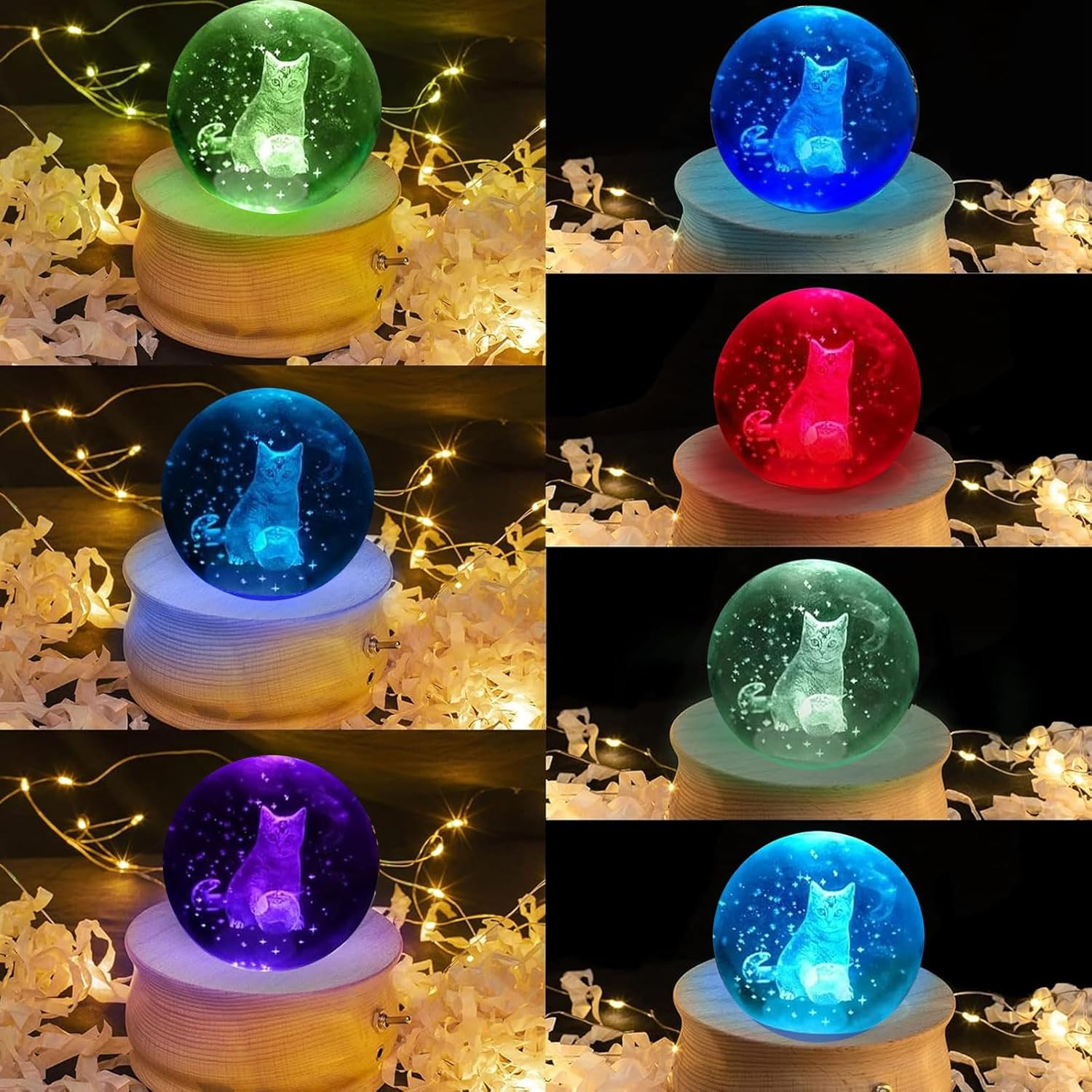 Music Box, 3D Crystal Ball Music Box with RGB Light Projection, 360 Rotating Wooden Base Night Light, Best Gift- Valentine'S Day Birthday Girls Boys Women Mom, Room Decor image number 4