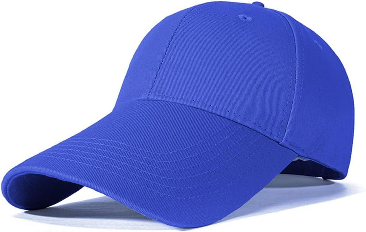 4.33" Extra Long Bill Baseball Cap - 100% Cotton Men Women Plain Adjustable Hat image number 5