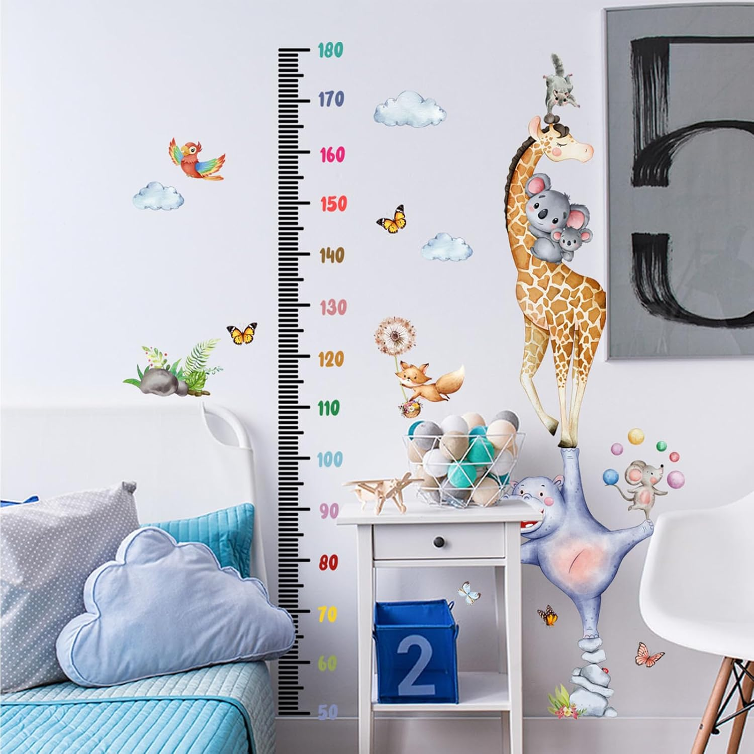 Giraffe Kids Height Wall Chart Animals Growth Chart Wall Decal, Peel & Stick Nursery Wall Decals for Baby Bedroom, Toddler Playroom image number 3