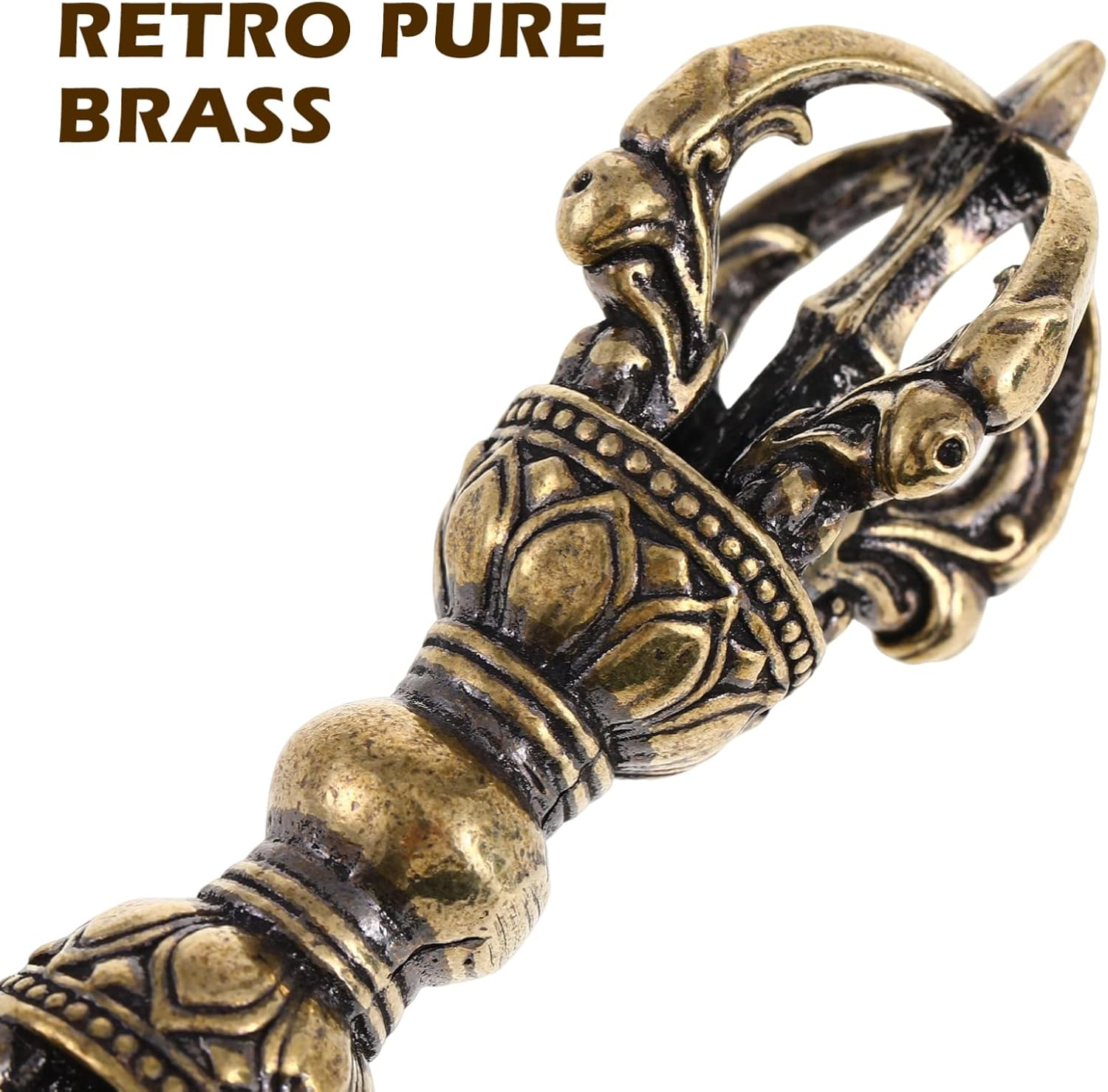 Homoyoyo 2PCS Buddhism Supplies Brass Vajra Buddhism Dorje Vajra Phurba Unique Brass Pestle Dharma Ornament Feng Shui Amulet Handmade for Home Office Tabletop Decoration image number 1
