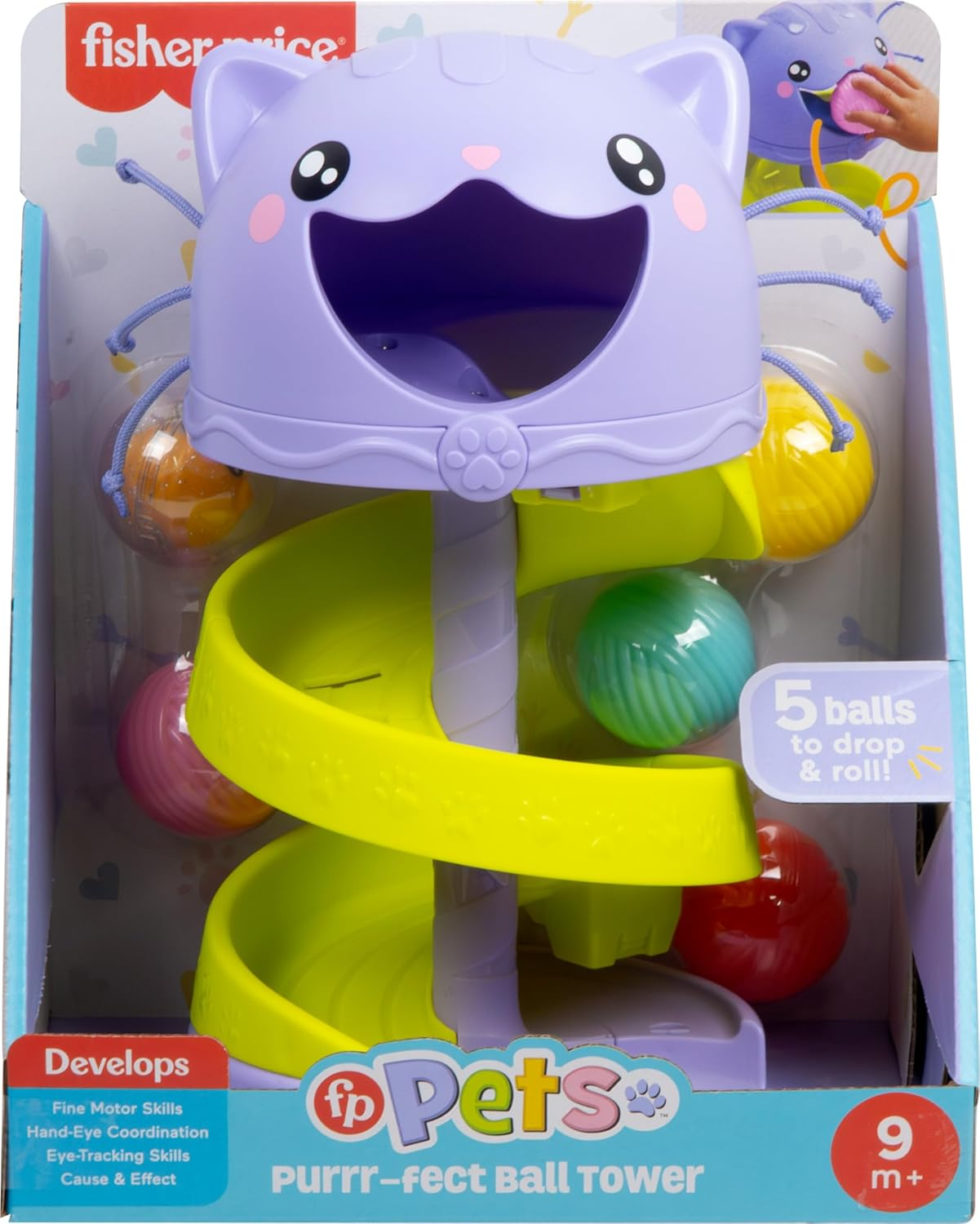 Fisher-Price Baby & Toddler Toy FP Pets Purrr-Fect Ball Tower Activity Center for Developmental Play Ages 9+ Months image number 1