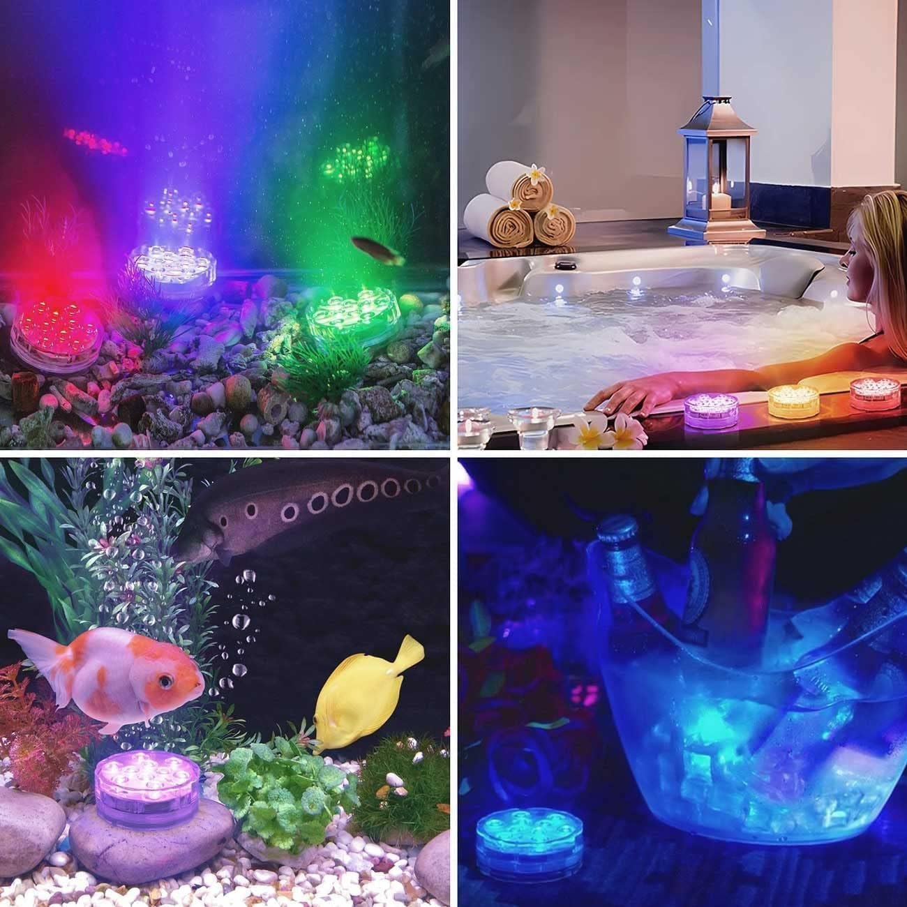 Submersible LED Lights Remote Control Battery Powered, RGB Multi Color Changing Waterproof Light for Pool, Vase Base, Spa, Aquarium, Pond, Hot Tub, Decoration, Party (2-Pack) image number 4