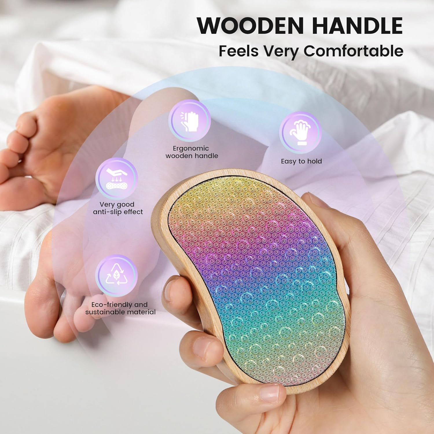 BEZOX NEW Foot File Combines Environmental Protection with High Efficiency in Removing Callus - Comfortable Wooden Handle, Beautiful Stainless Steel File Surface for Soft & Smooth Feet image number 2