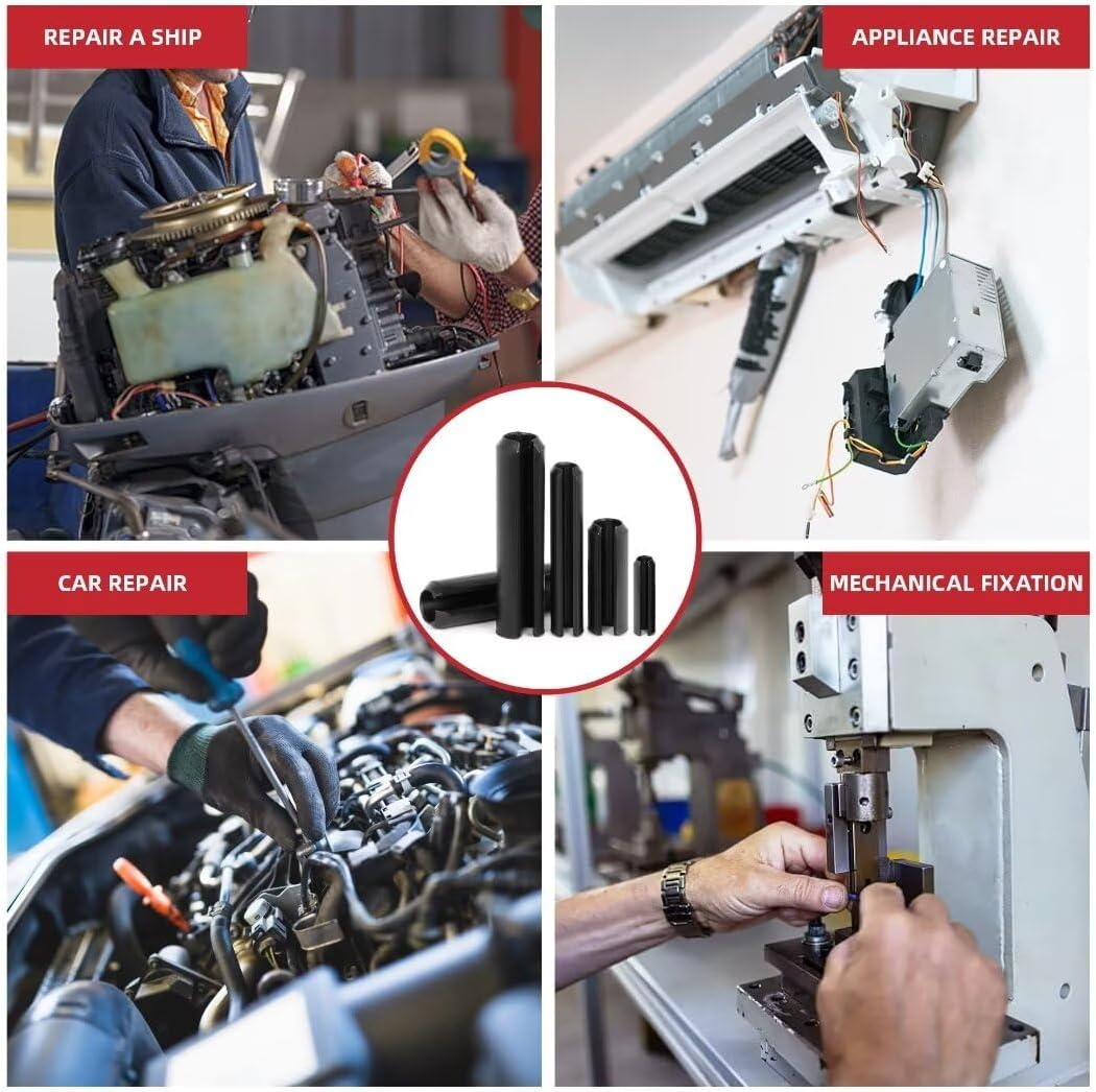 326PCS Roll Pin Set - 24 Sizes Spring Dowel Tension Roll Pins - 1/8 1/4 3/8 1/16 5/64 3/32 5/16 5/32 7/32 Split Expansion Pin Assortment Kit for Home Improvement image number 4