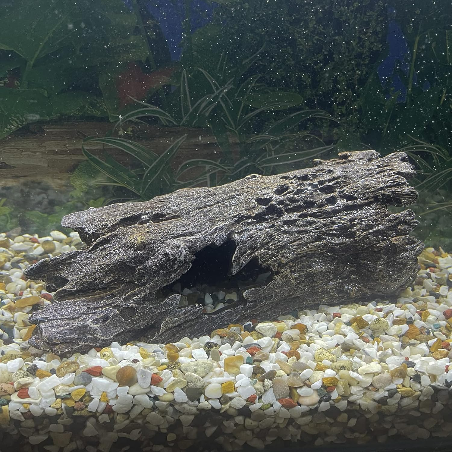Large 35Cm Log Drift Wood Cave Hide Hole Artificial Polyresin Aquarium Ornament Aquatic Model Decoration Fish Tank Marine Decor Ornaments image number 4