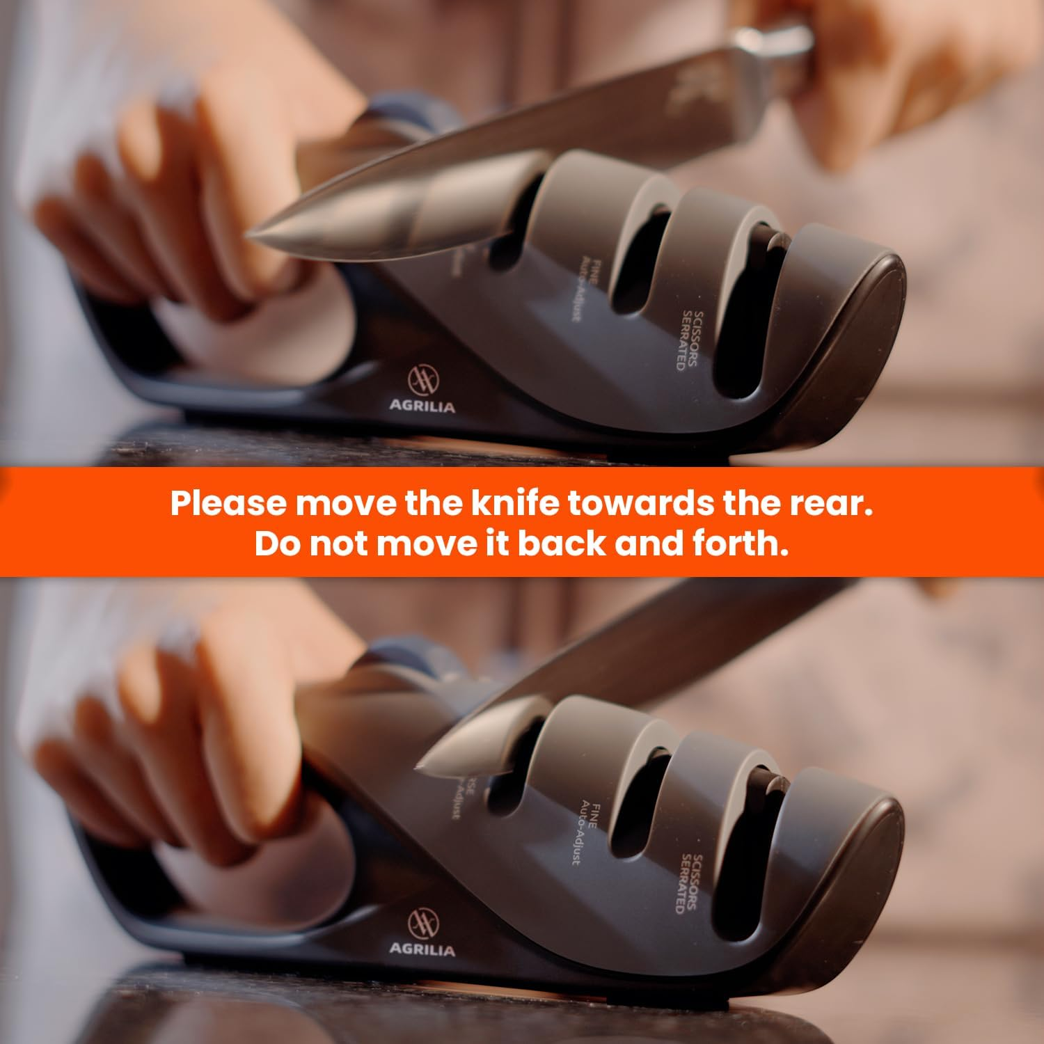 Agrilia Premium Knife Sharpener with Adjustable Angle Knob - Manual Sharpening Tool for Knives & Scissors, Includes Gift Chef'S Knife - Repair & Polish Blades, Non-Slip Grip for Safety