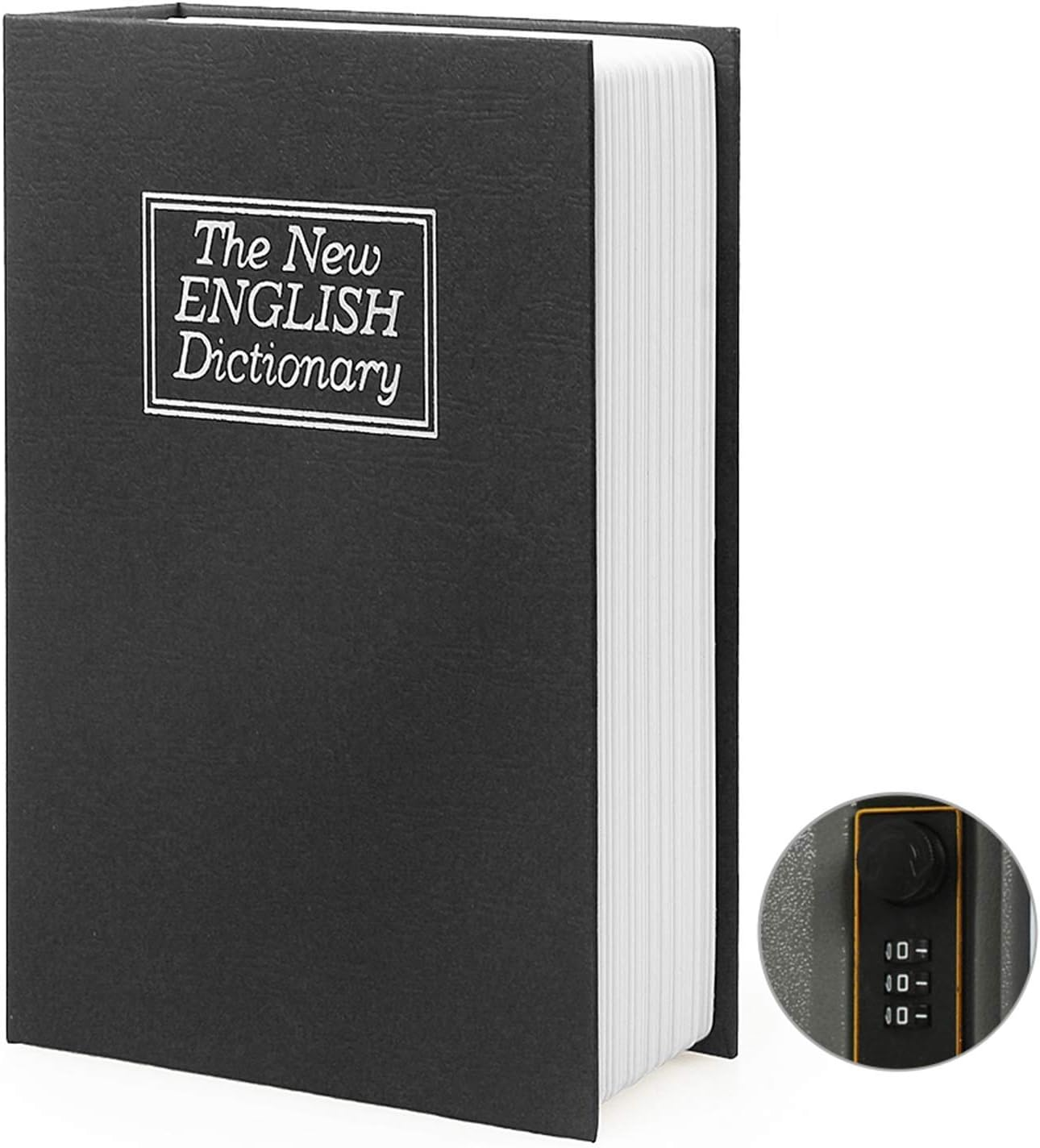 Diversion Book Safe Storage Box, Dictionary Secret Safe Can with Security Combination Lock/Key, Diversion Book Hidden Safe (Black-Combination) image number 5