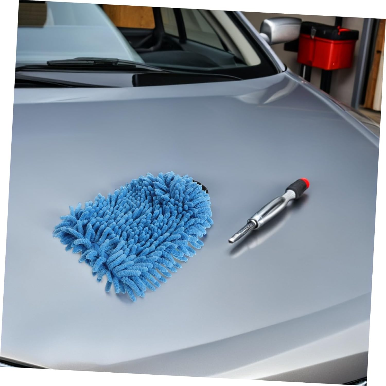 COMPUKAS 4Pcs Microfiber Detailing Gloves Car Wash Mitts Absorbent Automotive Cleaning Gloves for Cars Trucks Boats Exterior Care Random Color