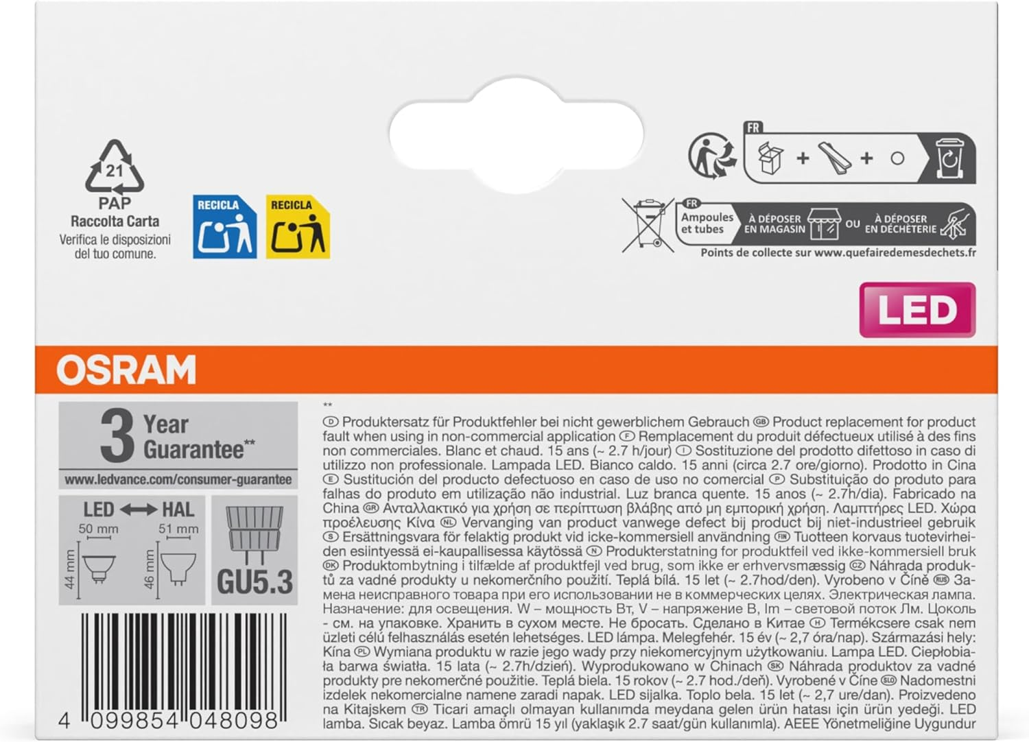 OSRAM LED Star MR16 12 V 3.8 W 827 GU5.3