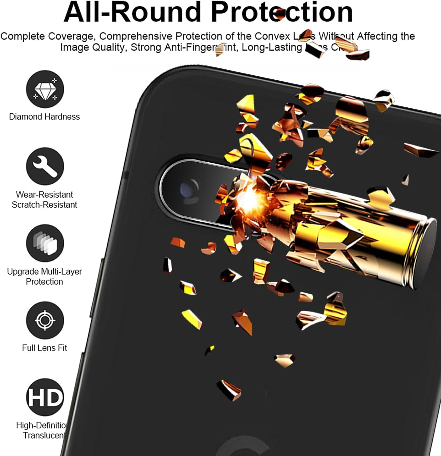 GIOPUEY Ultra Thin Pack of 4 Camera Protection Compatible with Google Pixel 9A, HD Camera Glass Screen Protector [Scratch-Resistant] Camera Protector for Google Pixel 9A - B-Transparent. image number 3