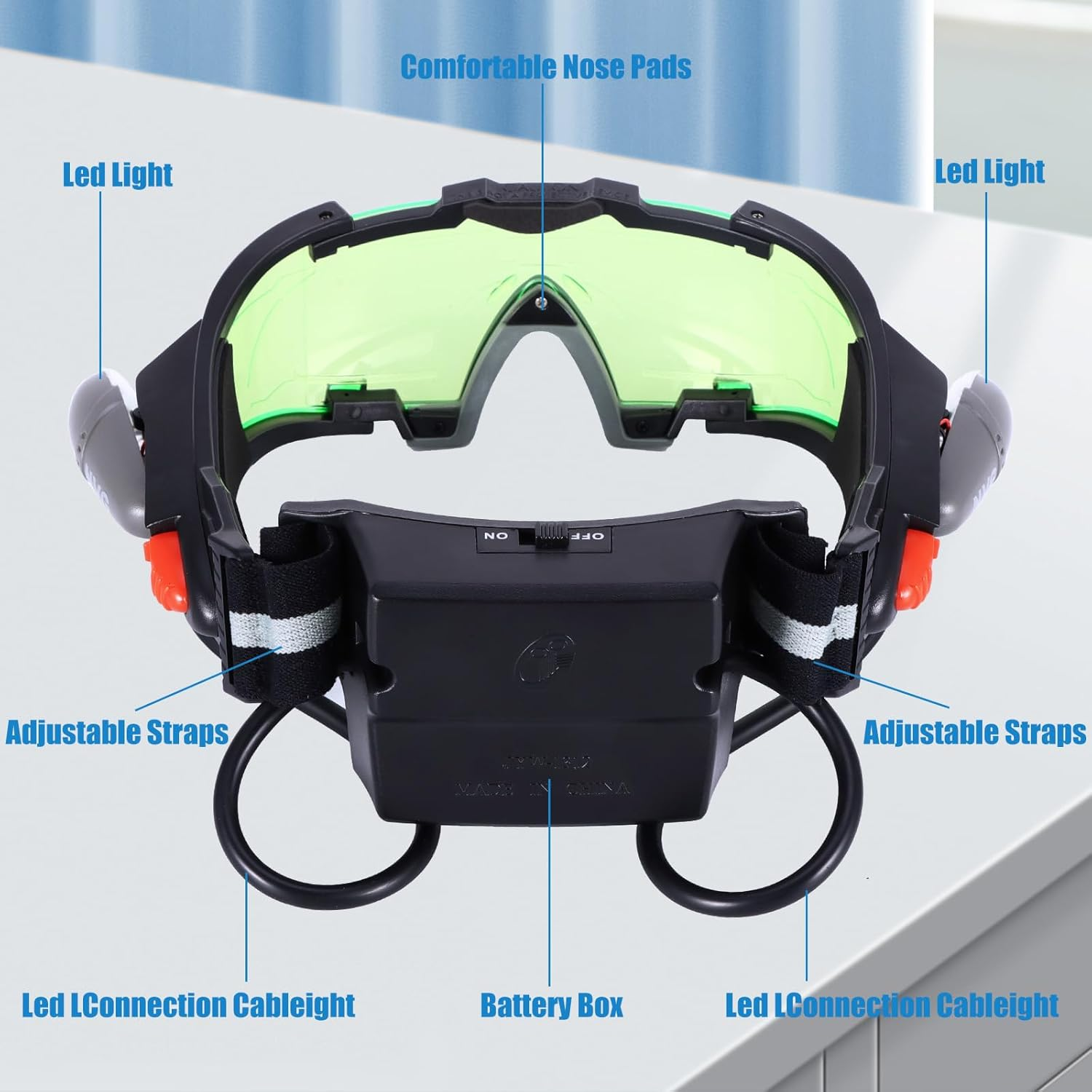 ALLOMN Spy Night Vision Goggles with Flip-Out, Adjustable Kids LED Night Green Lens Glasses for Hunting Racing Bicycling, Skying to Protect Eyes image number 6