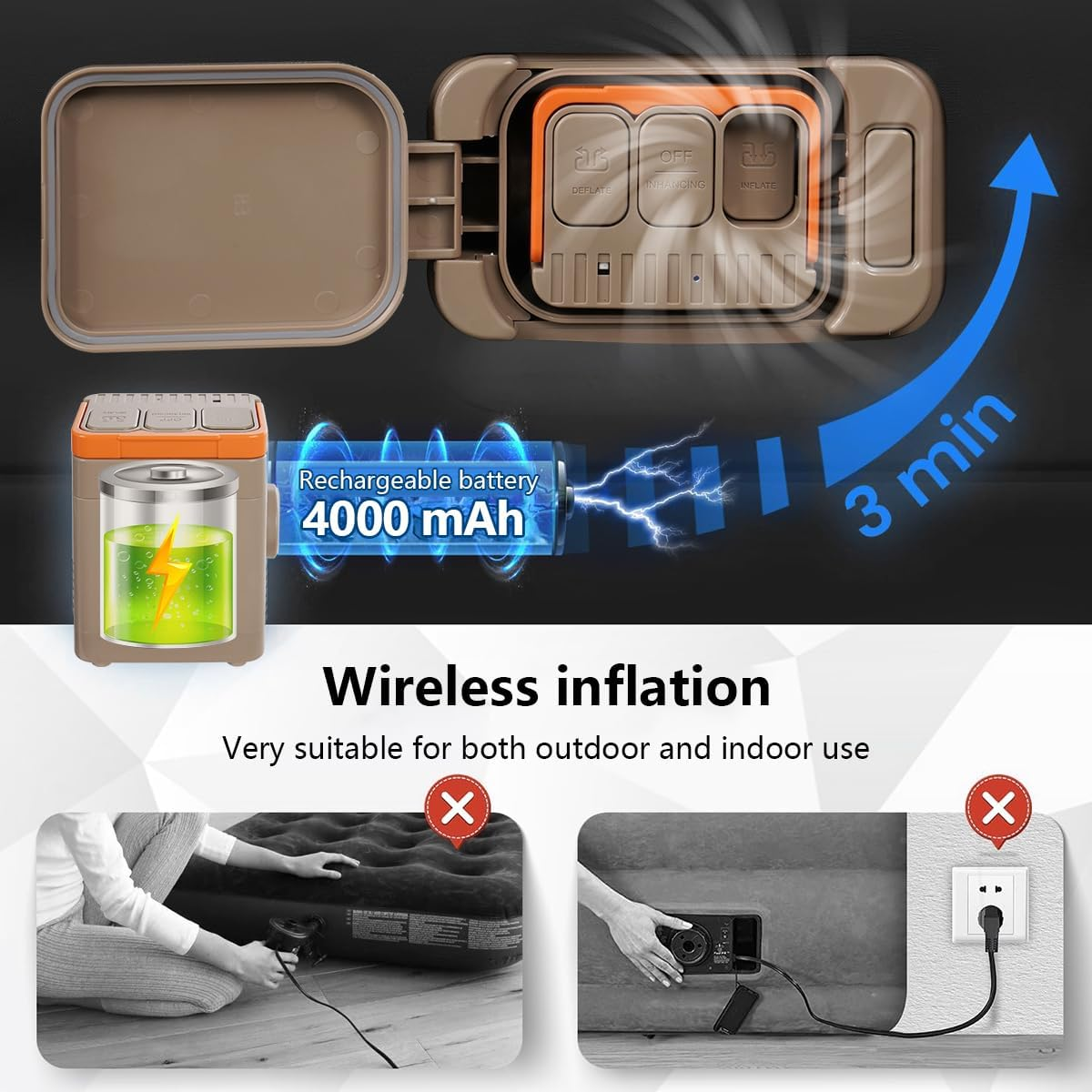 Queen Size Air Mattress,Queen Size Air Mattress with Headboard and Pillows,Pvc Waterproof Material,Skin-Friendly Flocking Surface,135 * 190 * 40CM,300KG MAX, Suitable for Family Camping image number 4